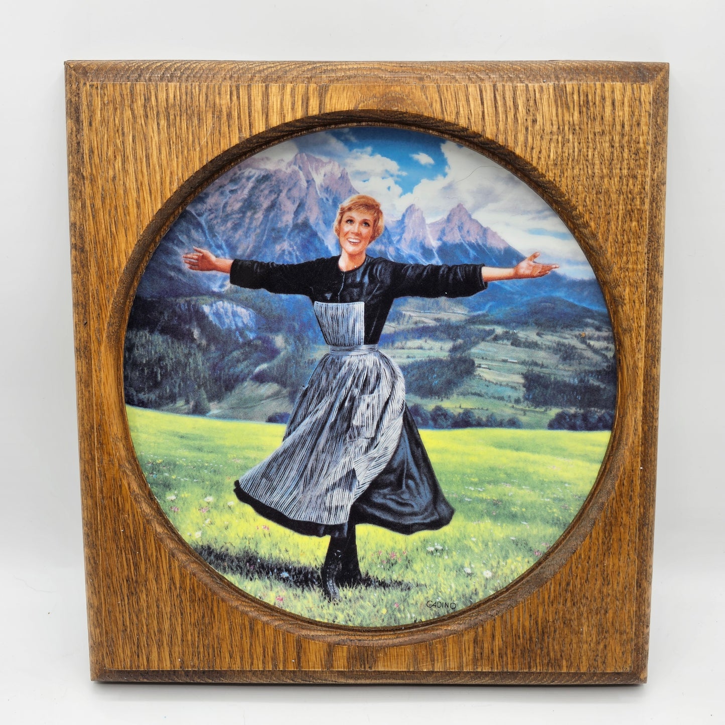 Julie Andrews as Maria in The Sound of Music Collector Plate in Square Wooden Plate Frame 9.5" x 10.5"