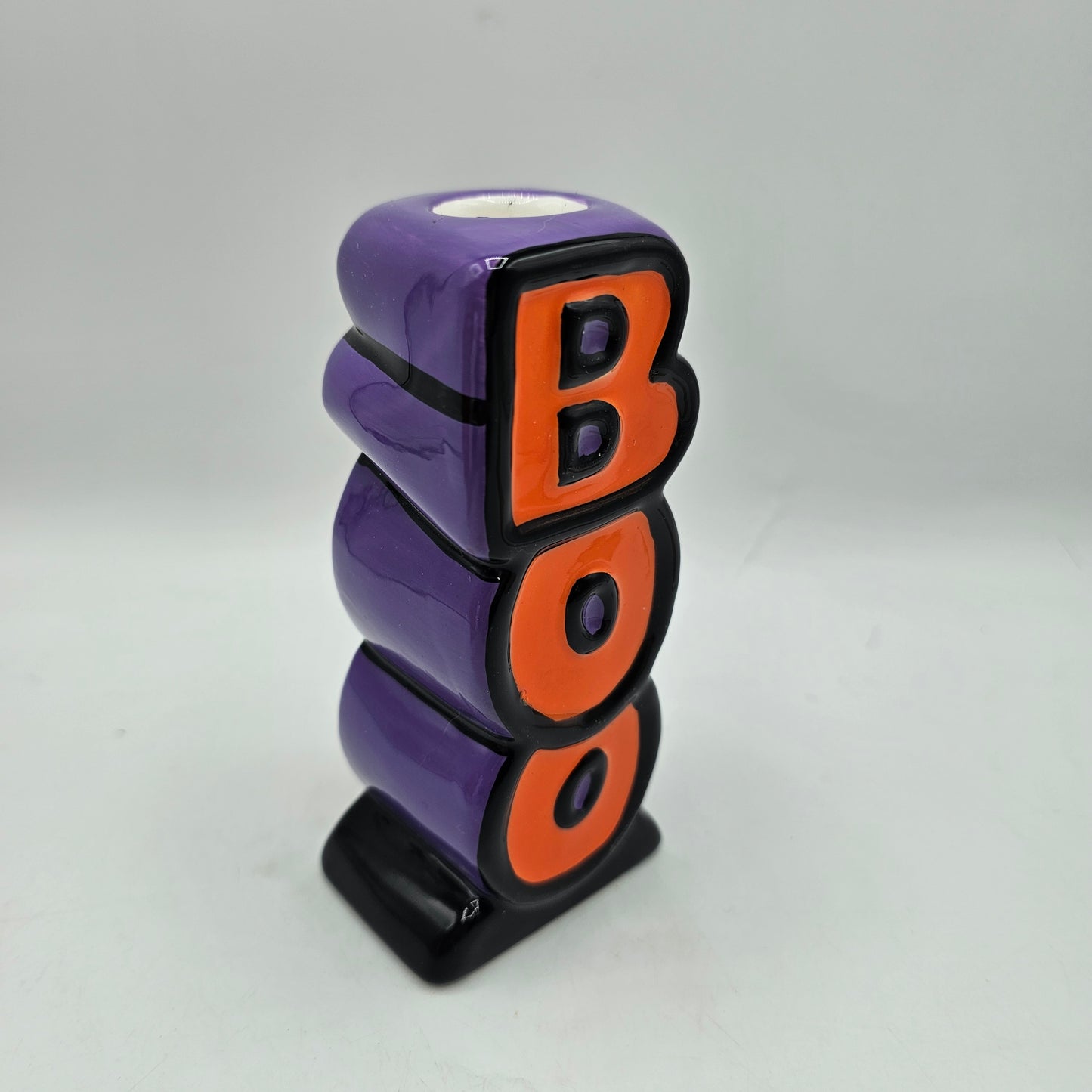 Ceramic "Boo" Taper Candle Holder