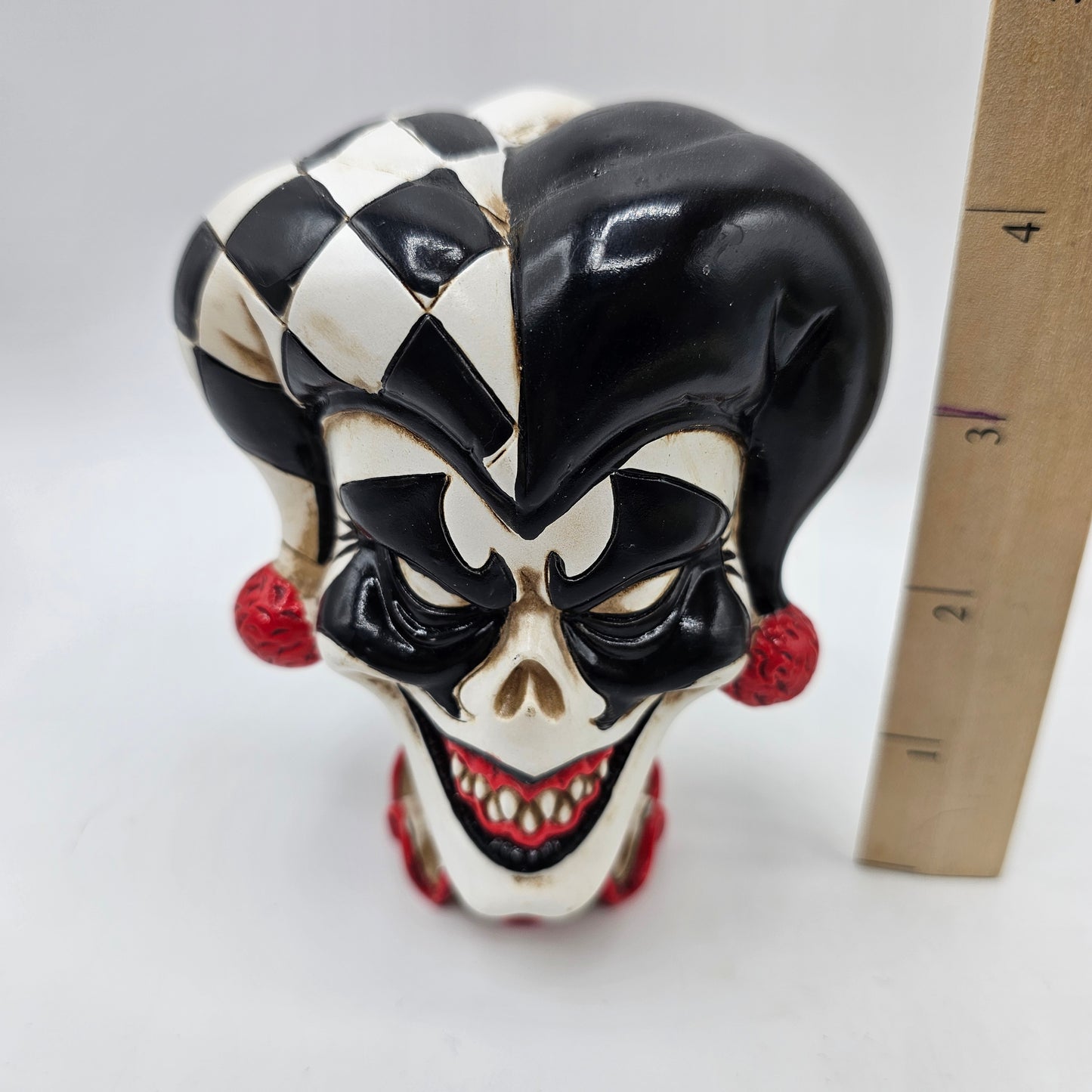 Unique Vintage Dark Jester / Joker Hard Plastic Cane Topper or Doll Head