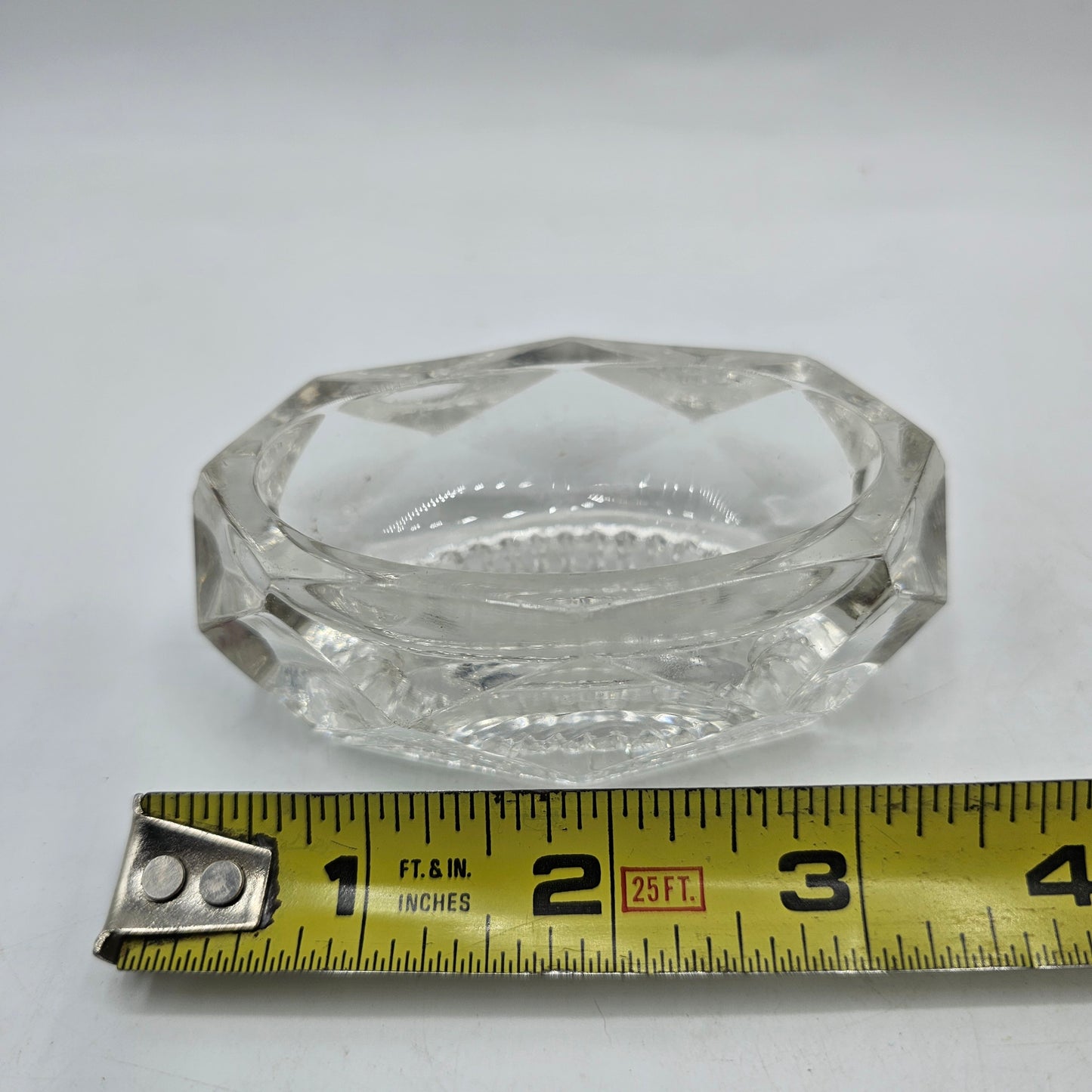 Vintage Oval Faceted Glass Master Salt Dish