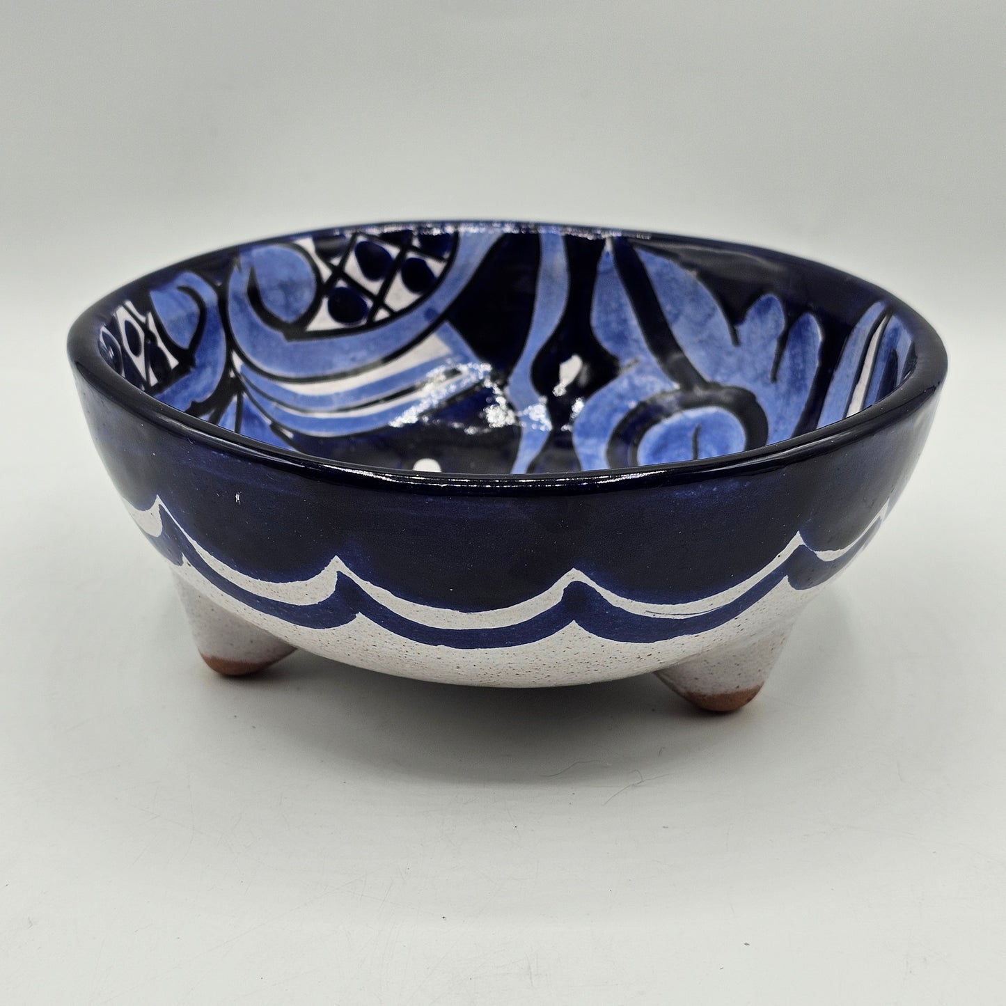 Blue White Mexican Pottery Salsa Bowl