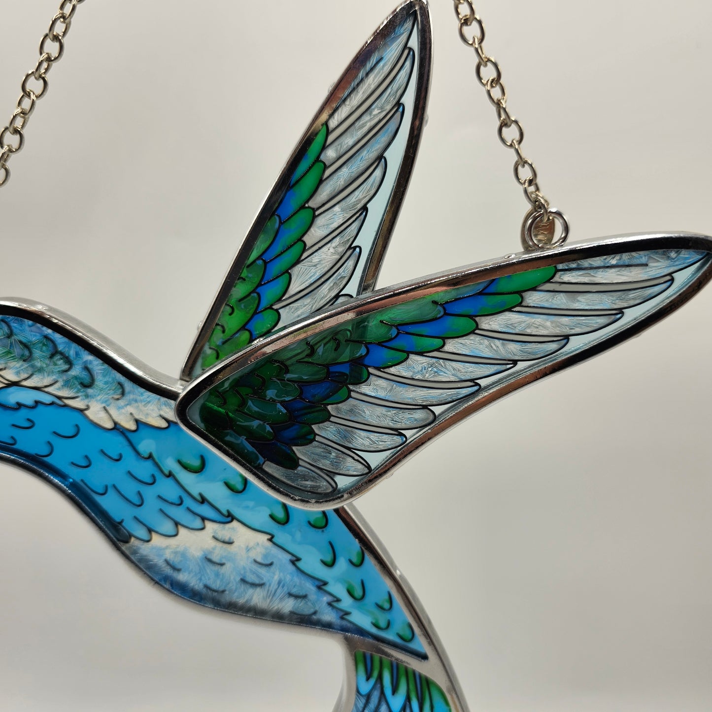 Amia Handpainted Glass Hummingbird Suncatcher with Chain and Ring for Hanging