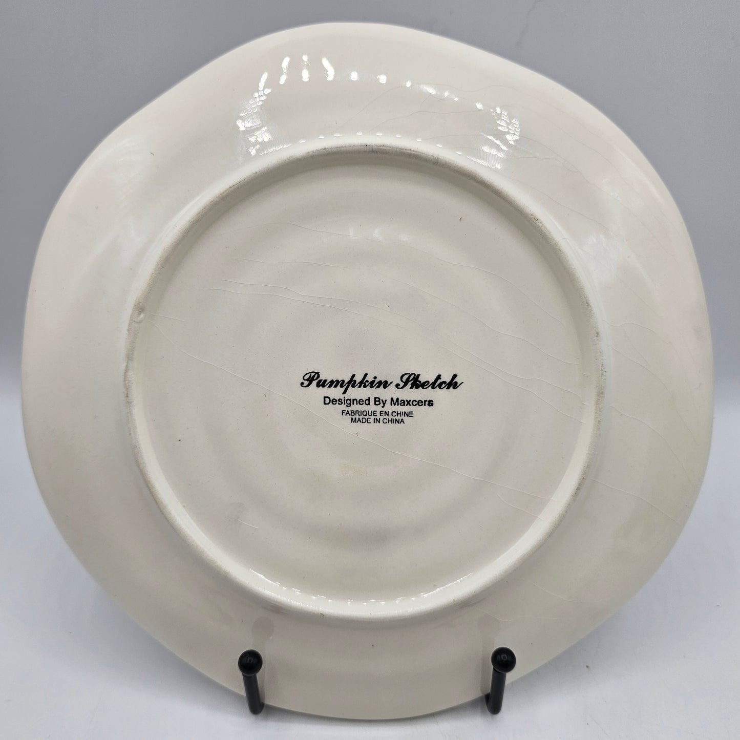 MaxCera Pumpkin Sketch 8" Candle Plate (with natural crazing)