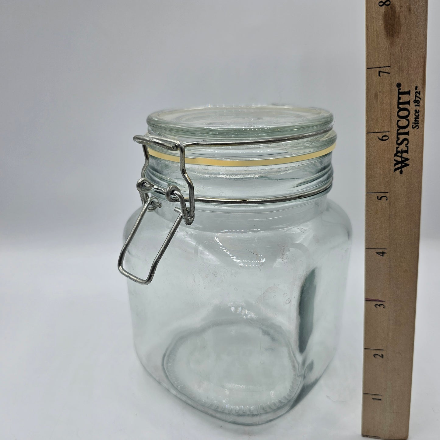 Vintage Wire Bail Glass Storage Jar with Rubber Gasket Seal