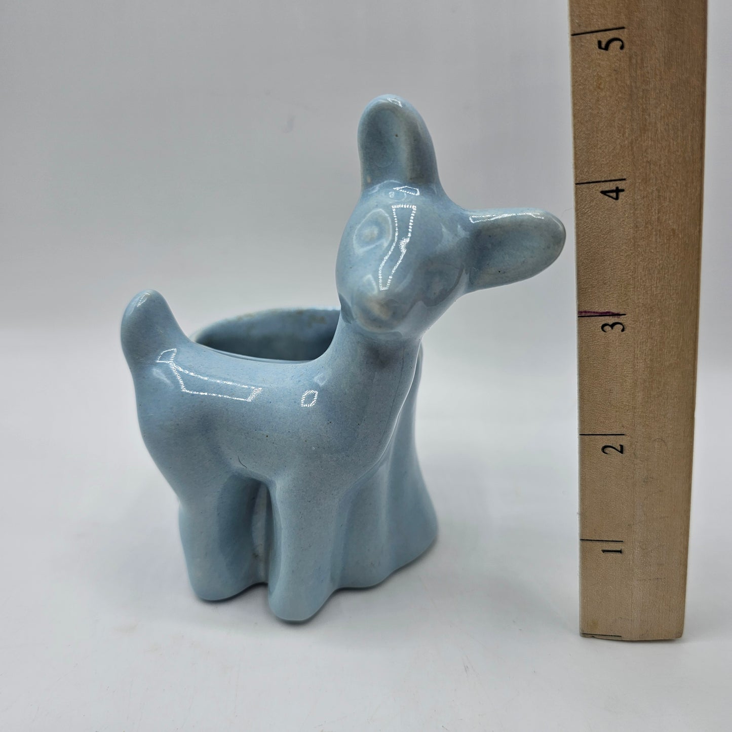 Mid Century Sky Blue Baby Deer Ceramic Planter
