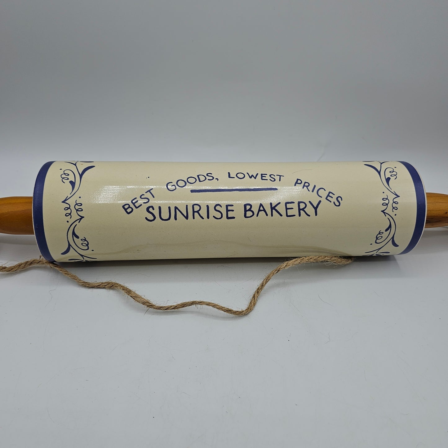 Sunrise Bakery Decorative Ceramic Rolling Pin with String for Hanging
