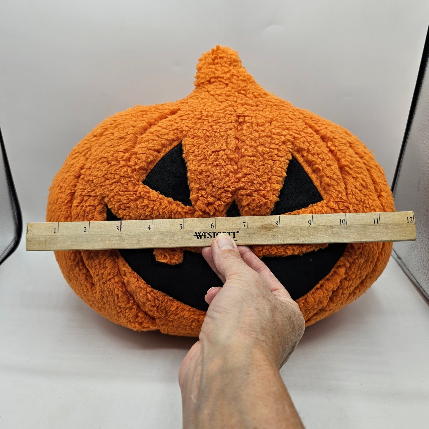 Hyde and Eek Plush Fleece Halloween Jack O Lantern Pumpkin Throw Pillow / Cushion