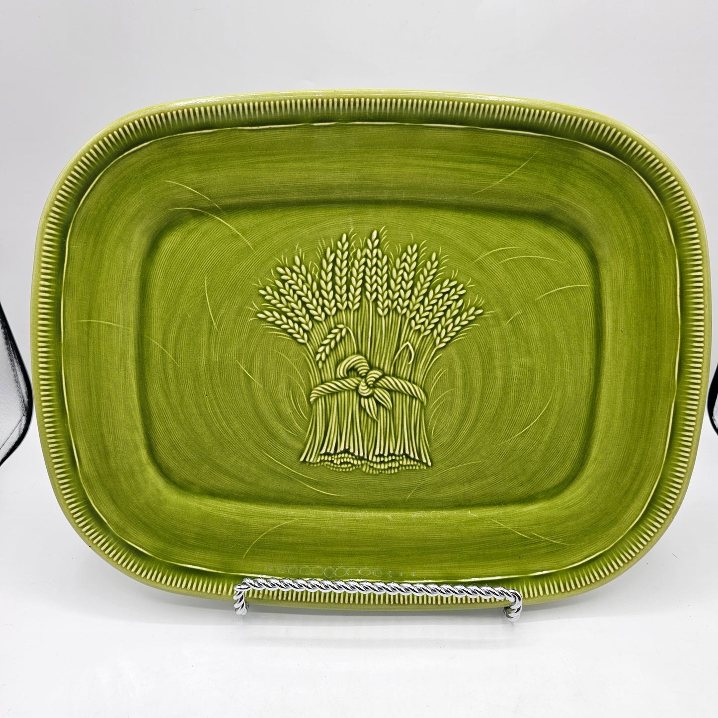 Franciscan Green Wheat Sheaf Ceramic Serving Platter Dish / Fall Decor