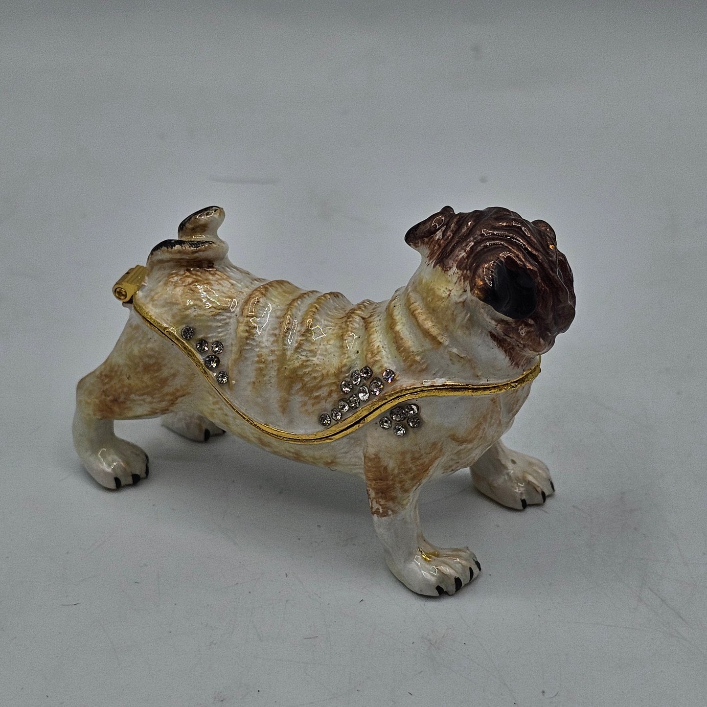Bulldog Enameled Metal Trinket Box with Hinged Lid #1