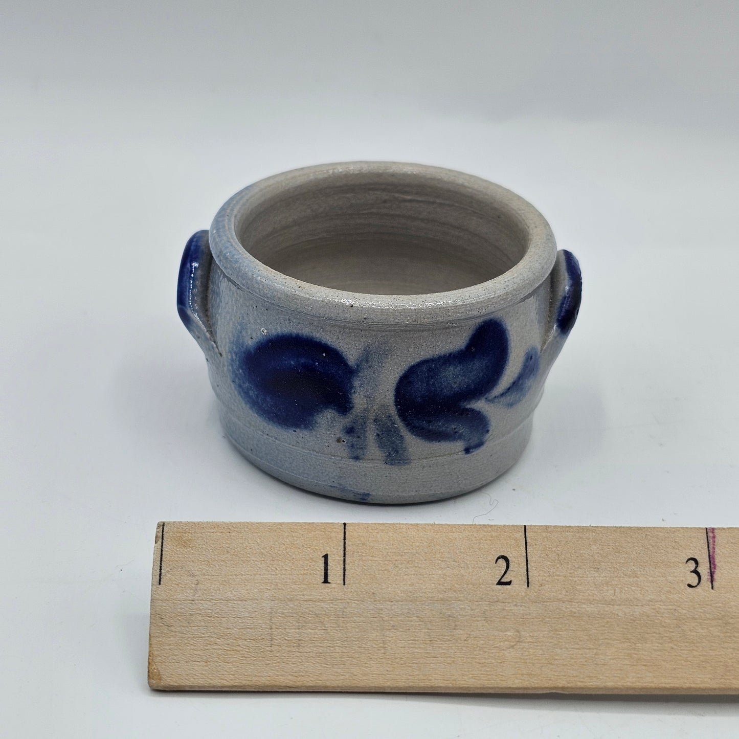 Mini Blue and White Salt Glaze Stoneware Pottery Crock - Master Salt, Sauce Dish or for Rings or Trinkets