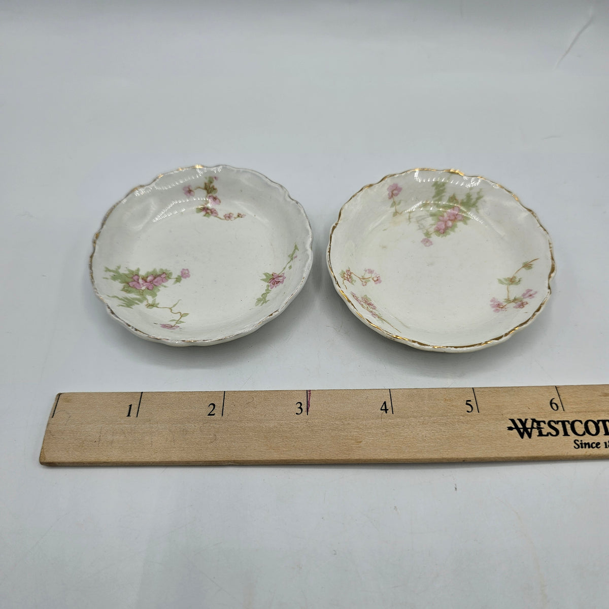 2 Vintage Johnson Bros English Porcelain Butter Pats (crazing noted