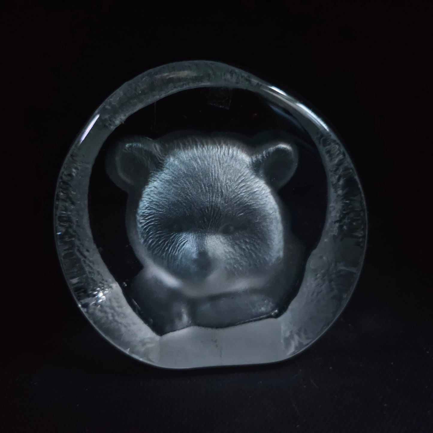 Bear Face Glass Paperweight 3.5"