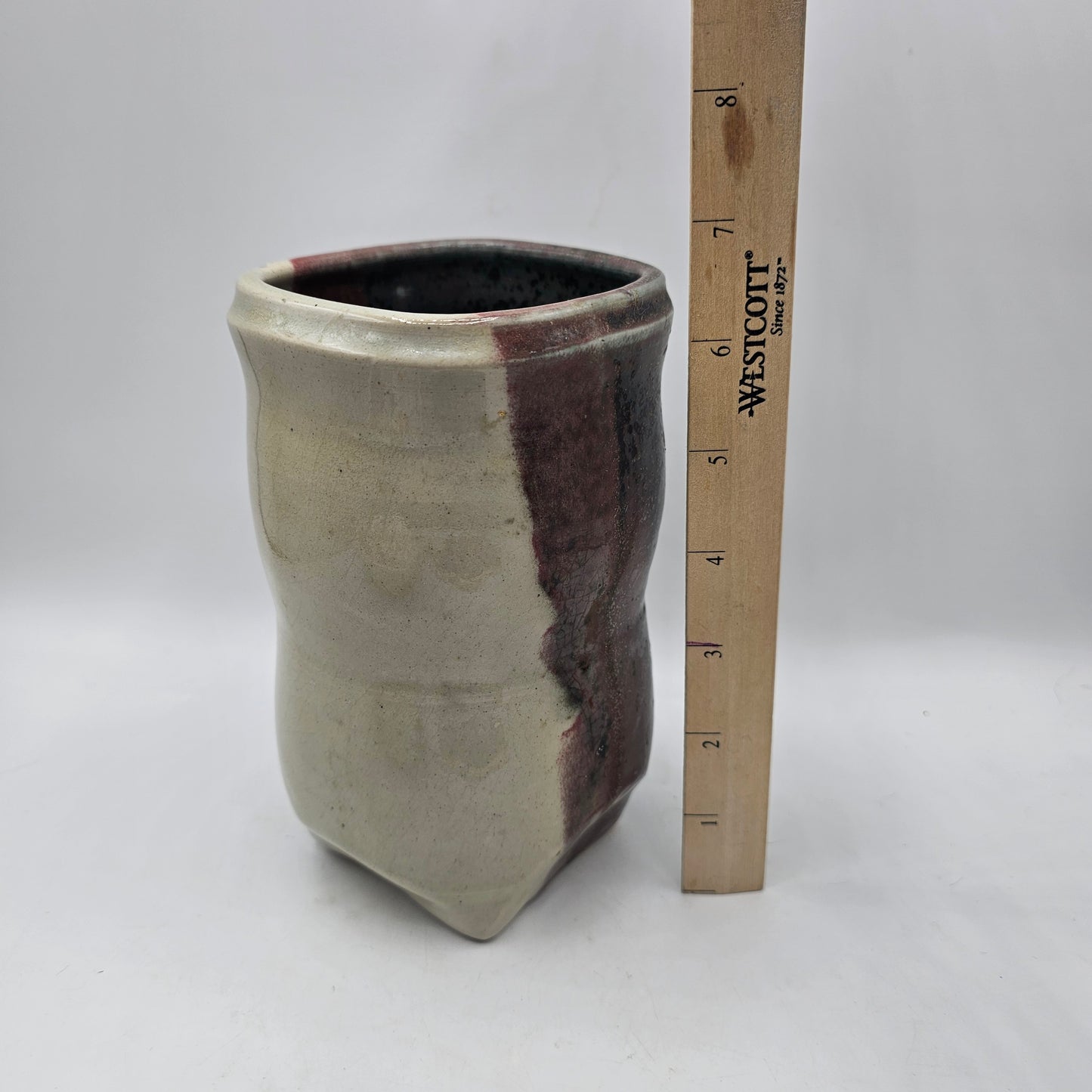 Glazed Artisan Pottery Square Top Vase