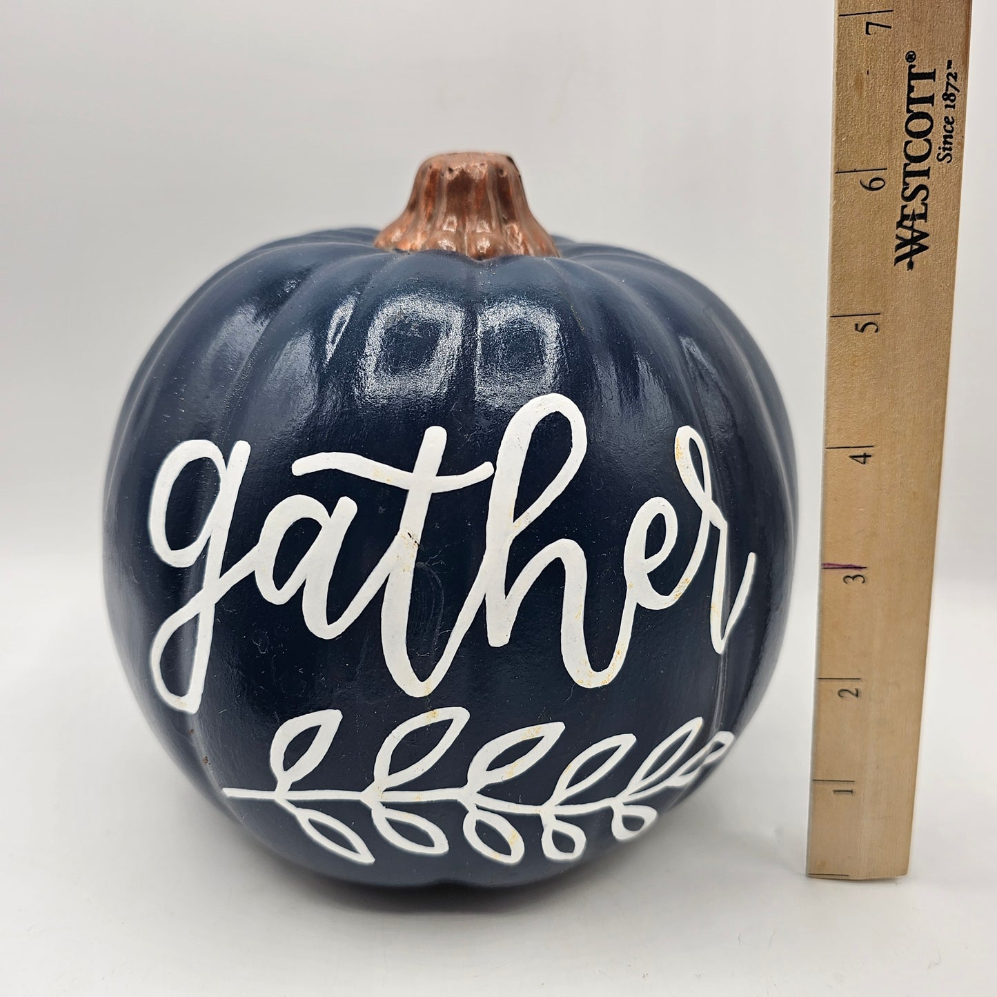 Blue Plastic "Gather" Decorative Pumpkin