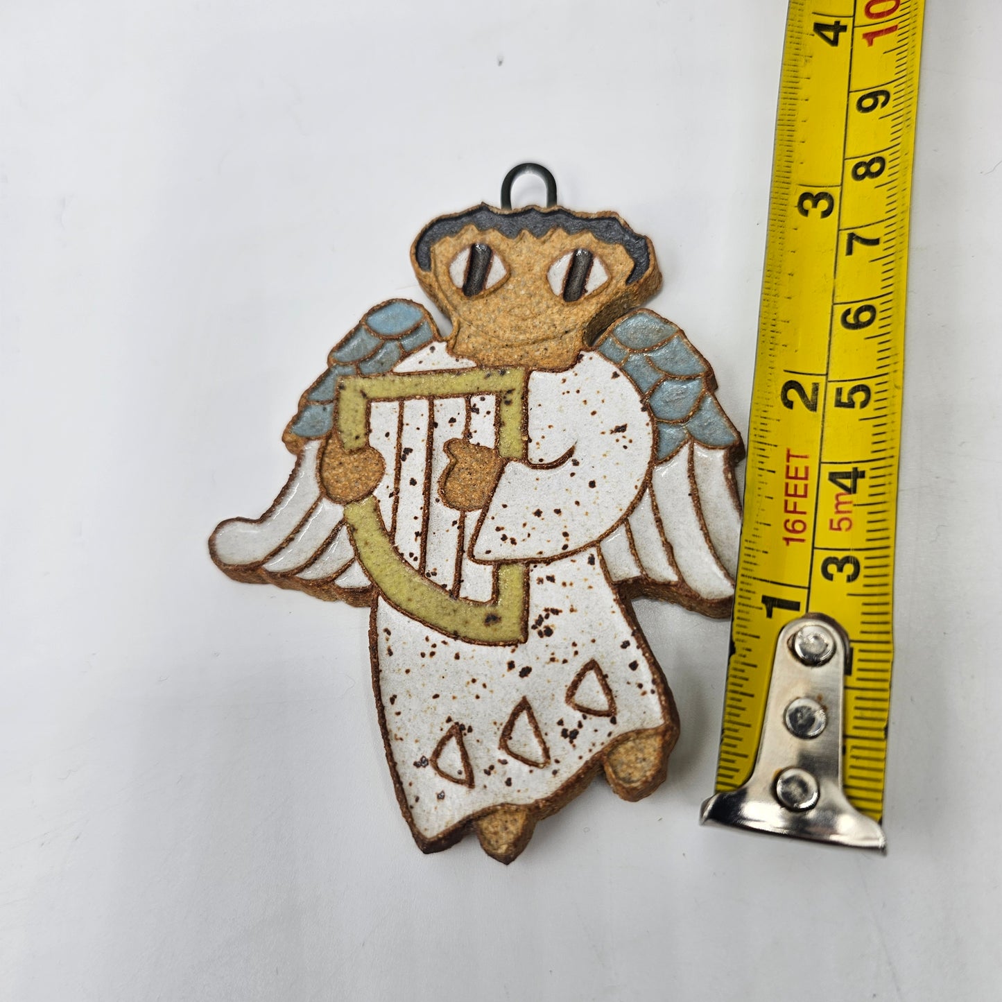 St Andrew's Abbey "Angel Harpist" Artisan Pottery Wall Hanging - 3"