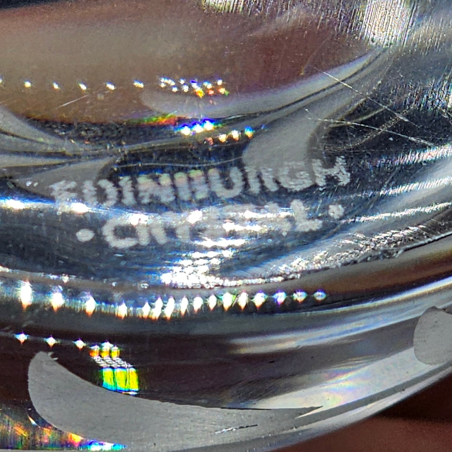 Vintage Edinburgh Crystal Scottish Bagpiper Magnifying Paperweight - Scotland 3"