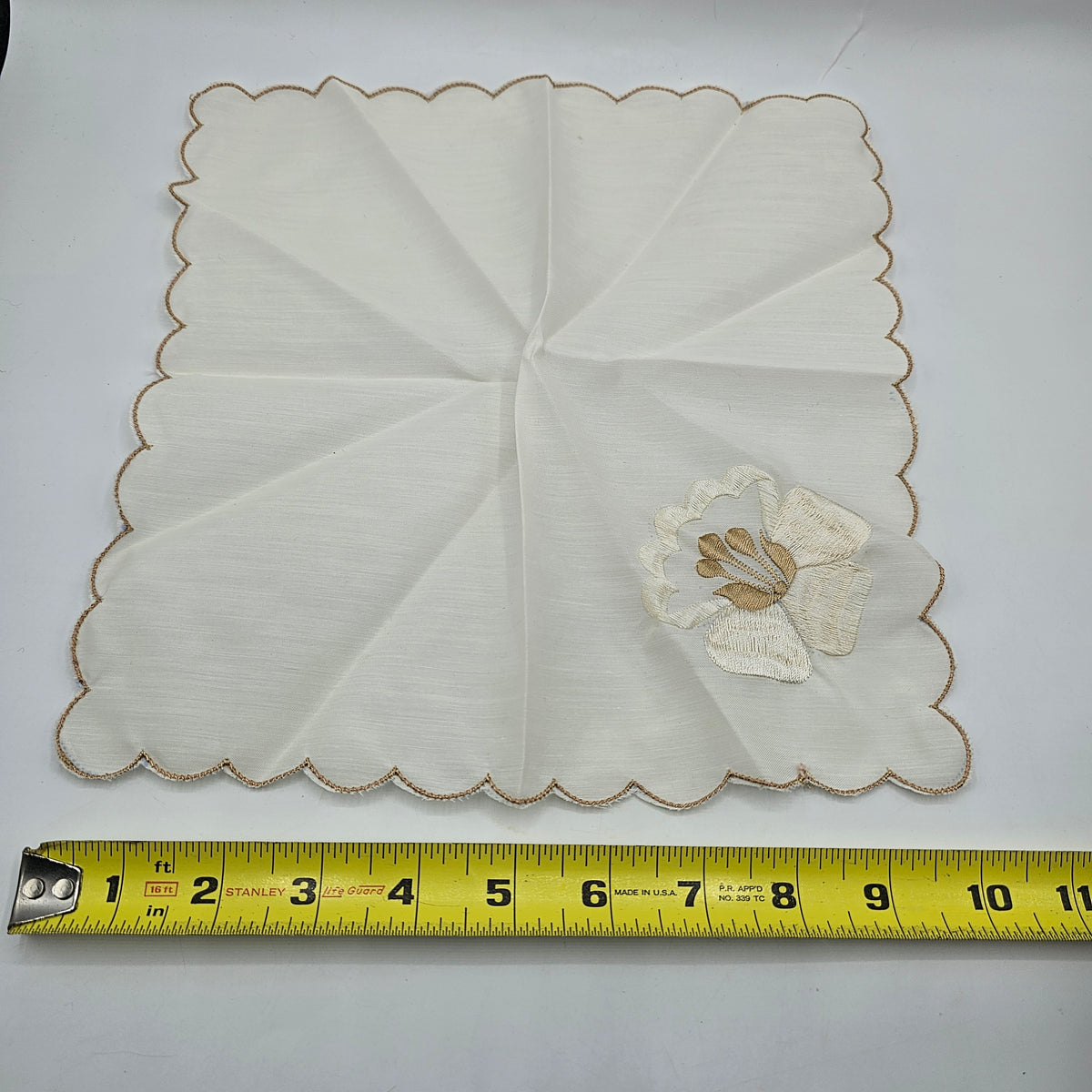 Embroidered Flower Cotton Handkerchief / Hanky - Set of 5