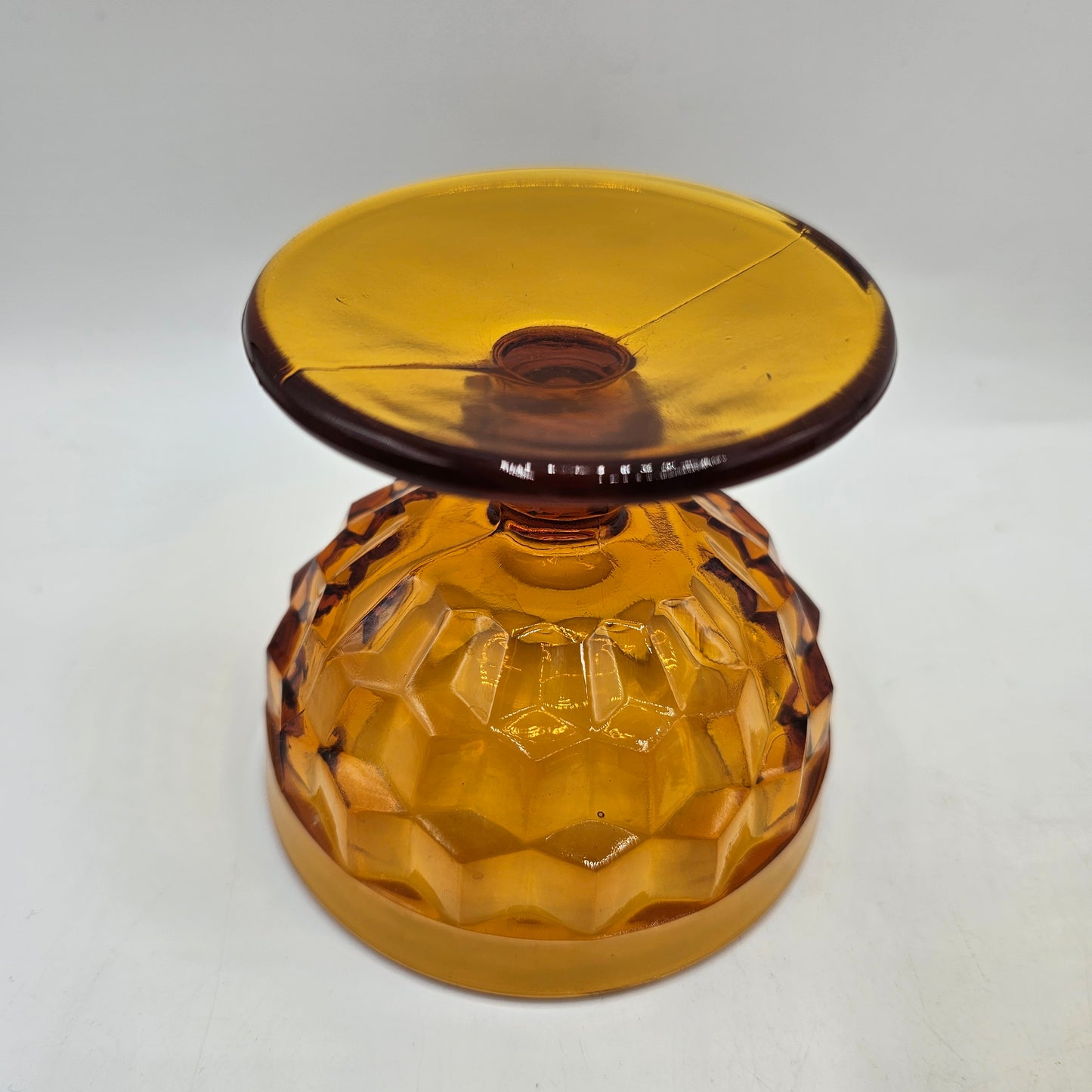 Indiana Whitehall Amber Glass Footed Sherbert /Fruit Cups (Stacked Diamond Colony Cubist Pattern)