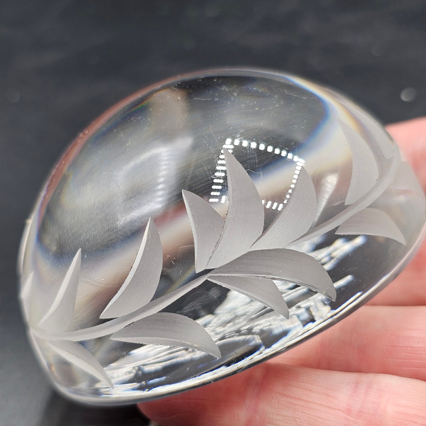 Vintage Edinburgh Crystal Scottish Bagpiper Magnifying Paperweight - Scotland 3"