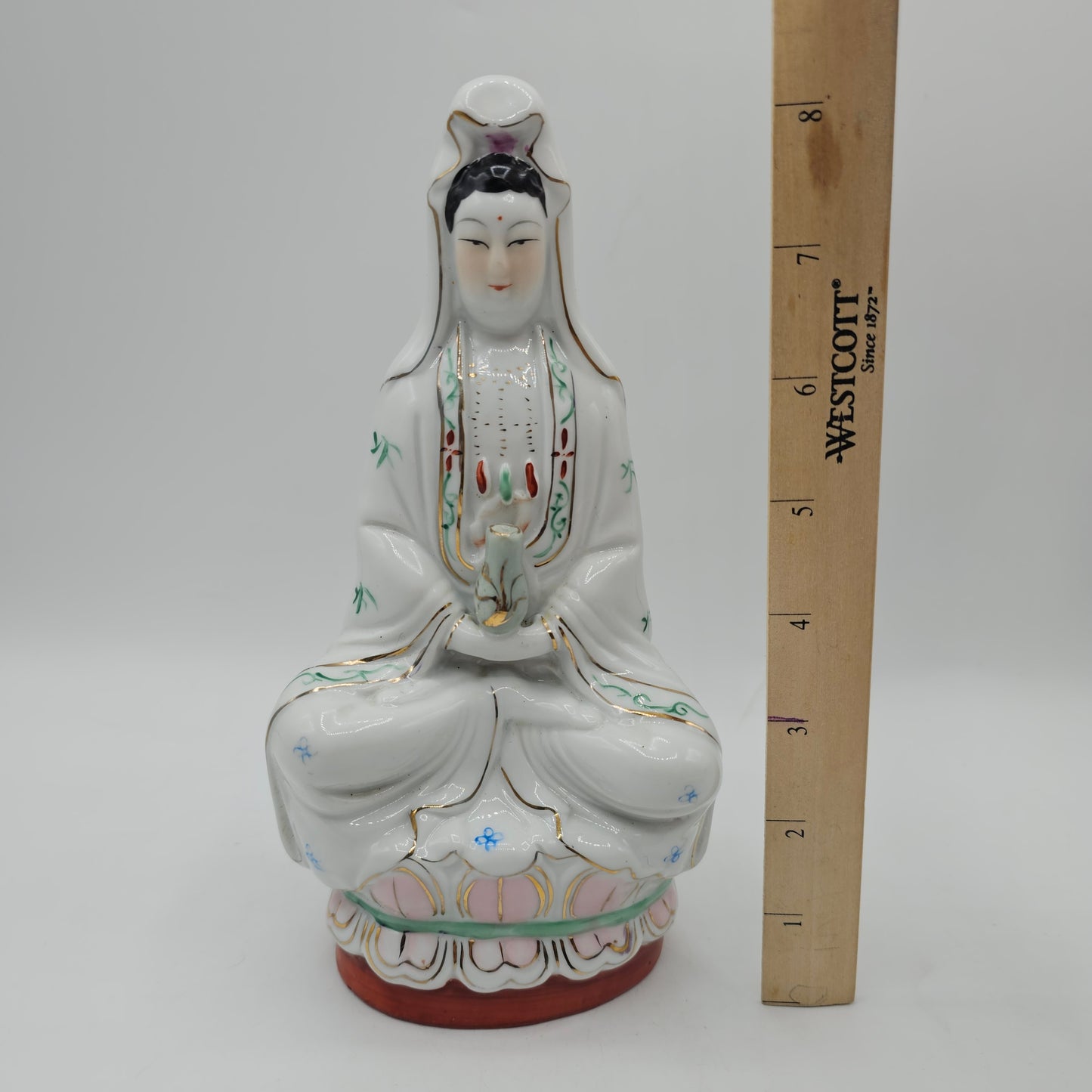 Guan Yin, Chinese Goddess of Mercy, Hand Painted Porcelain Figurine
