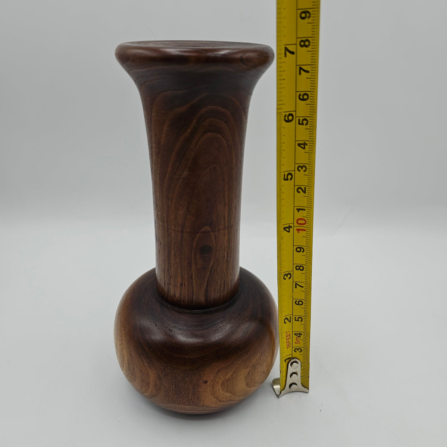Vintage Turned Wood Taper Candle Holder or Vase Artist Signed
