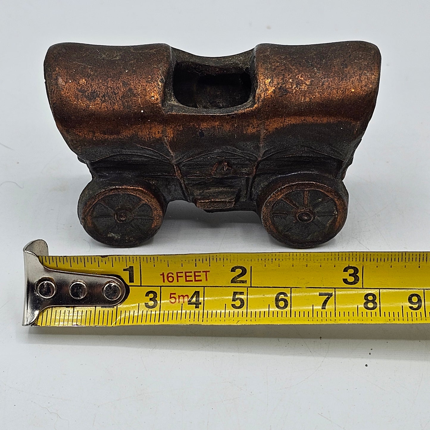 Antique Victorian Era Copper Covered Wagon Toothpick Holder -'3" Wide