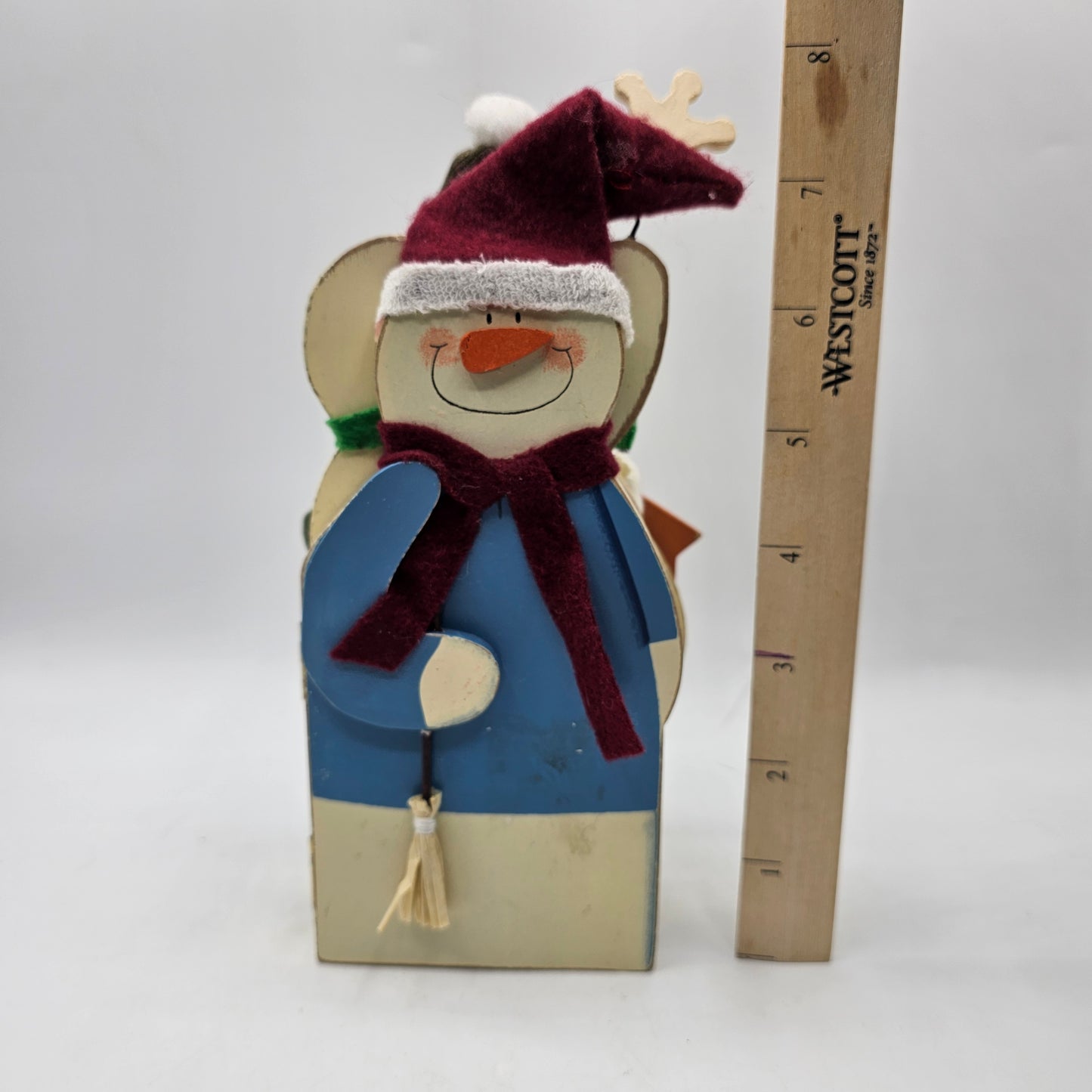 Hinged Painted Wood Snowman Decor