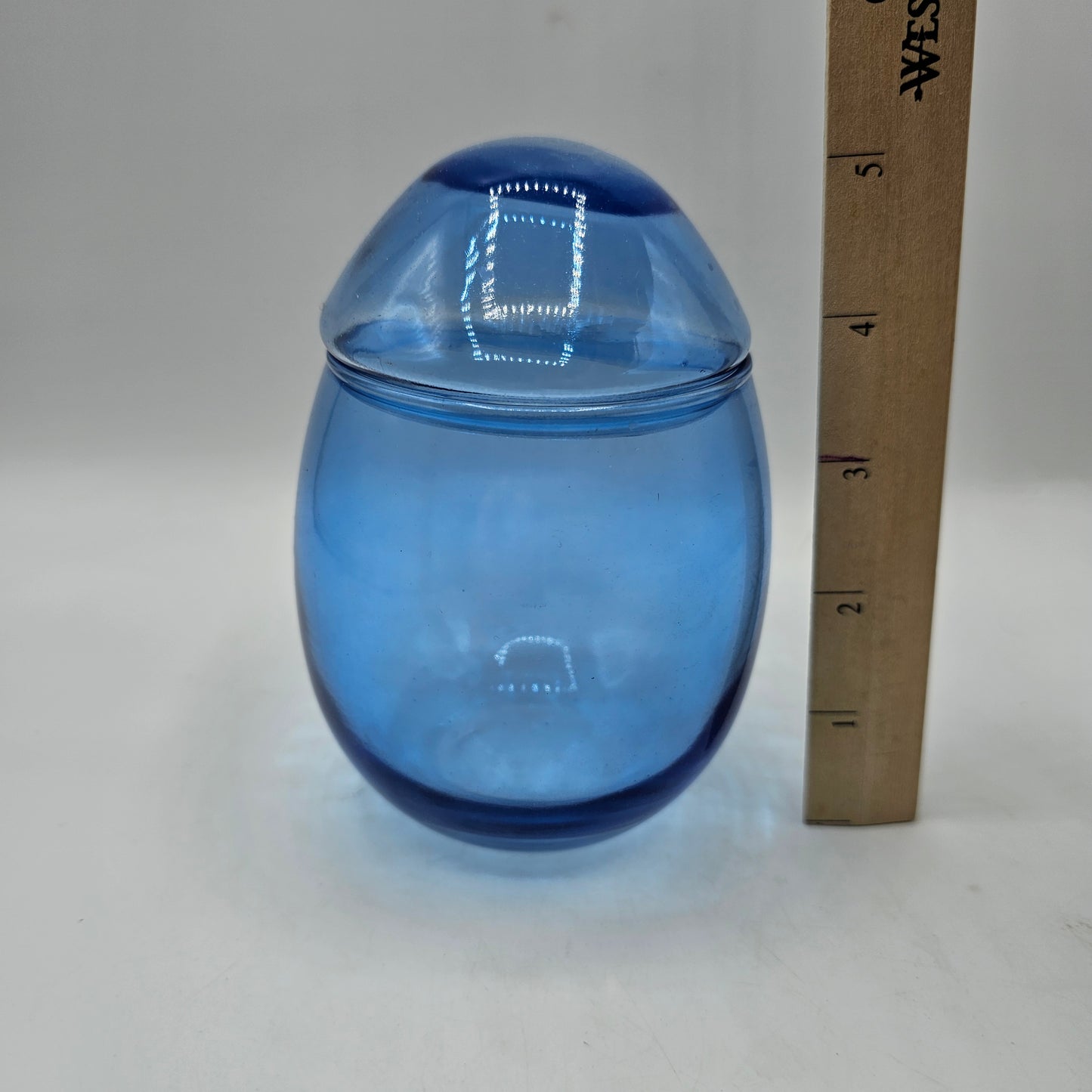 Blue Flashed Glass Easter Egg Lidded Candy Dish