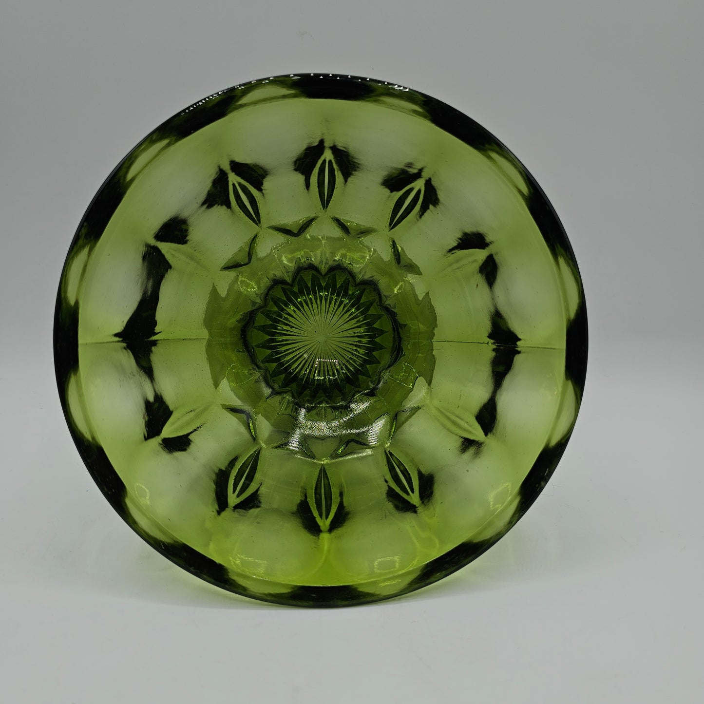 Indiana Glass Green Thumbprint Pedestal Bowl