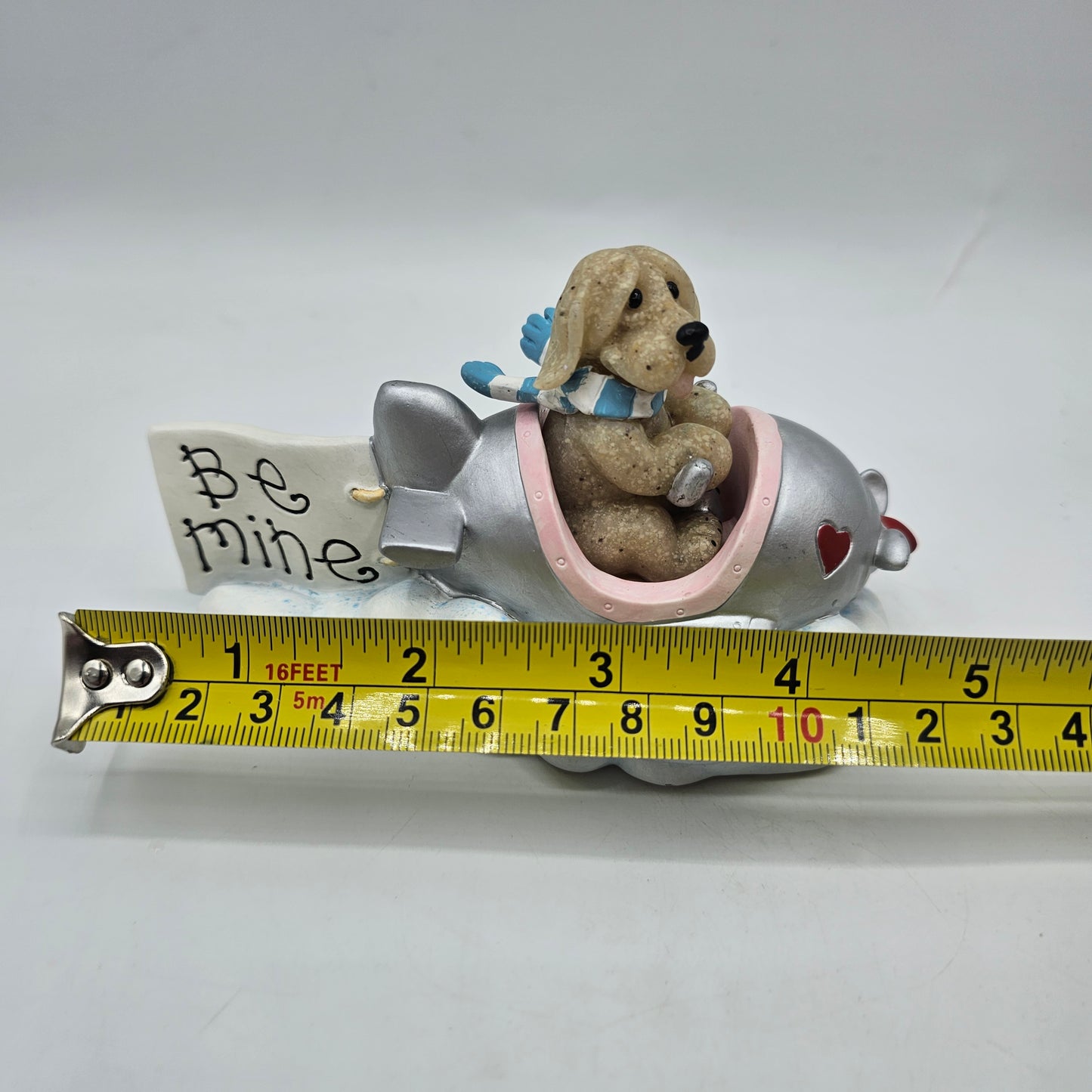 Quarry Critters "Be Mine" Figurine - Cute Puppy Dog Flying Plane with Banner