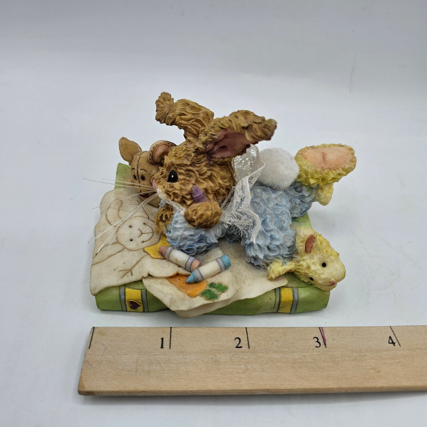 Baby Boy Bunny Rabbit Coloring with Toy Mouse Figurine