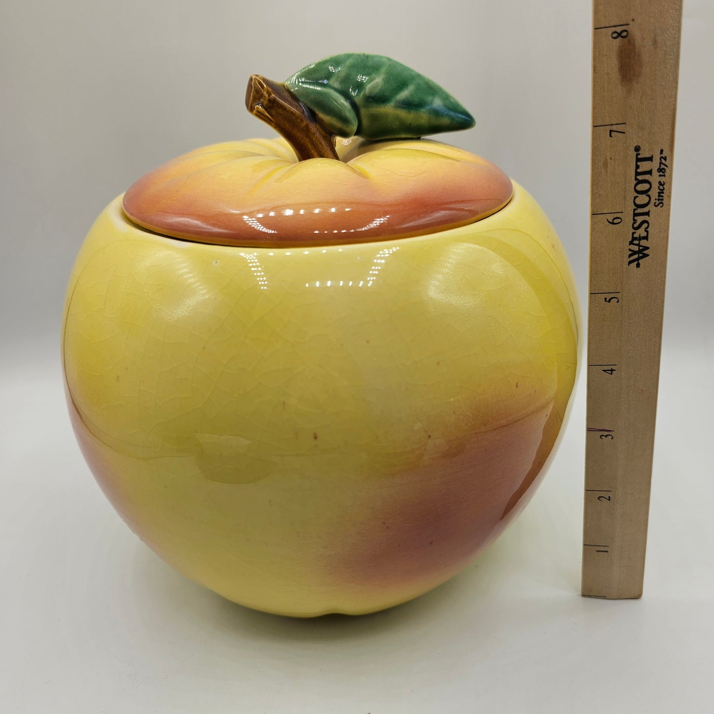 Vintage McCoy Blushing Apple Ceramic Lidded Cookie Jar