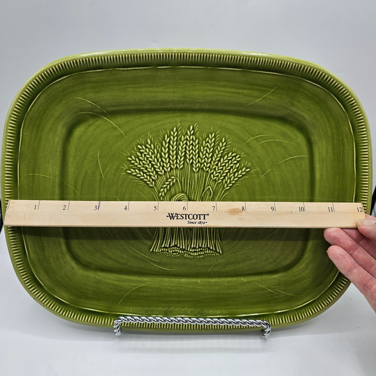 Franciscan Green Wheat Sheaf Ceramic Serving Platter Dish / Fall Decor