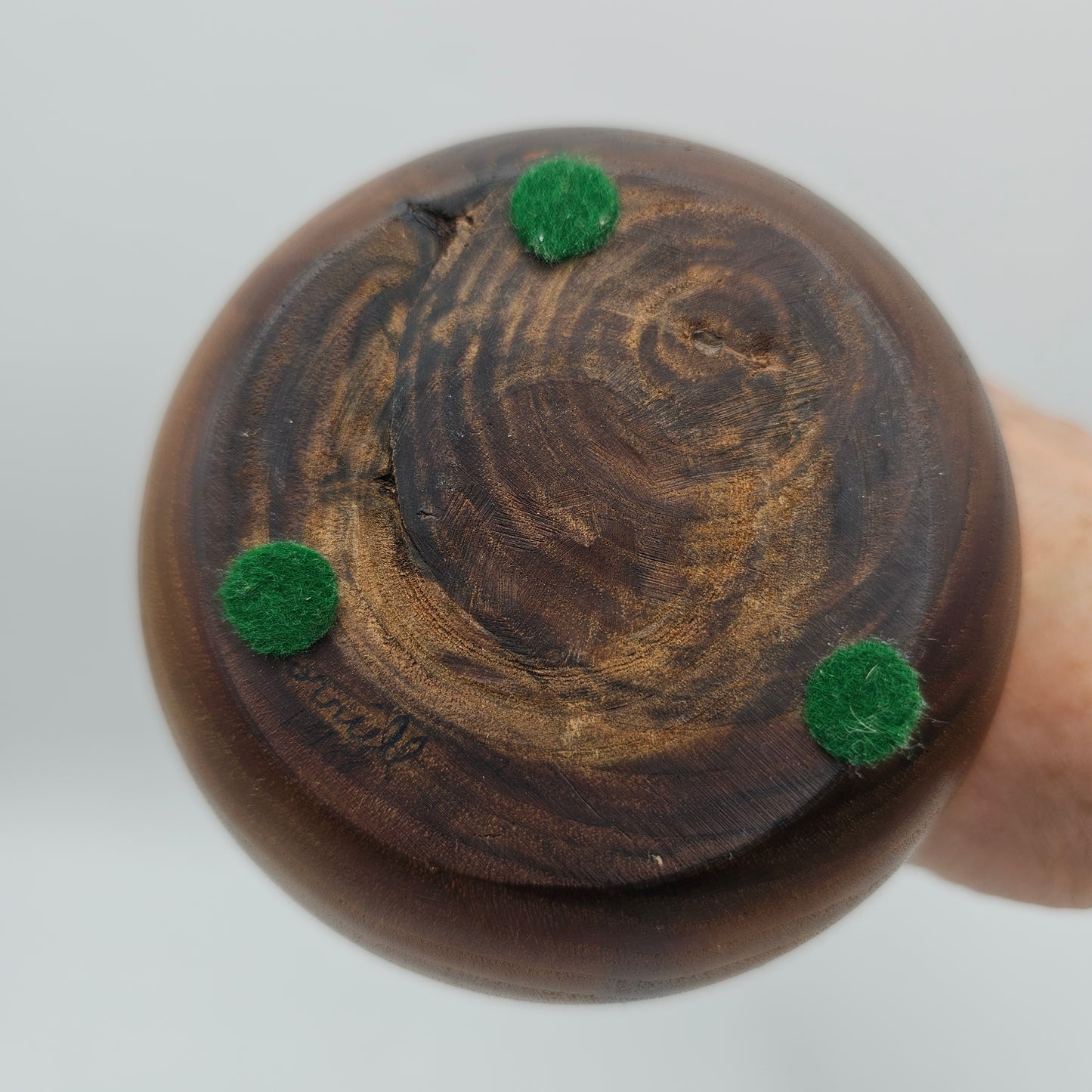 Vintage Turned Wood Taper Candle Holder or Vase Artist Signed