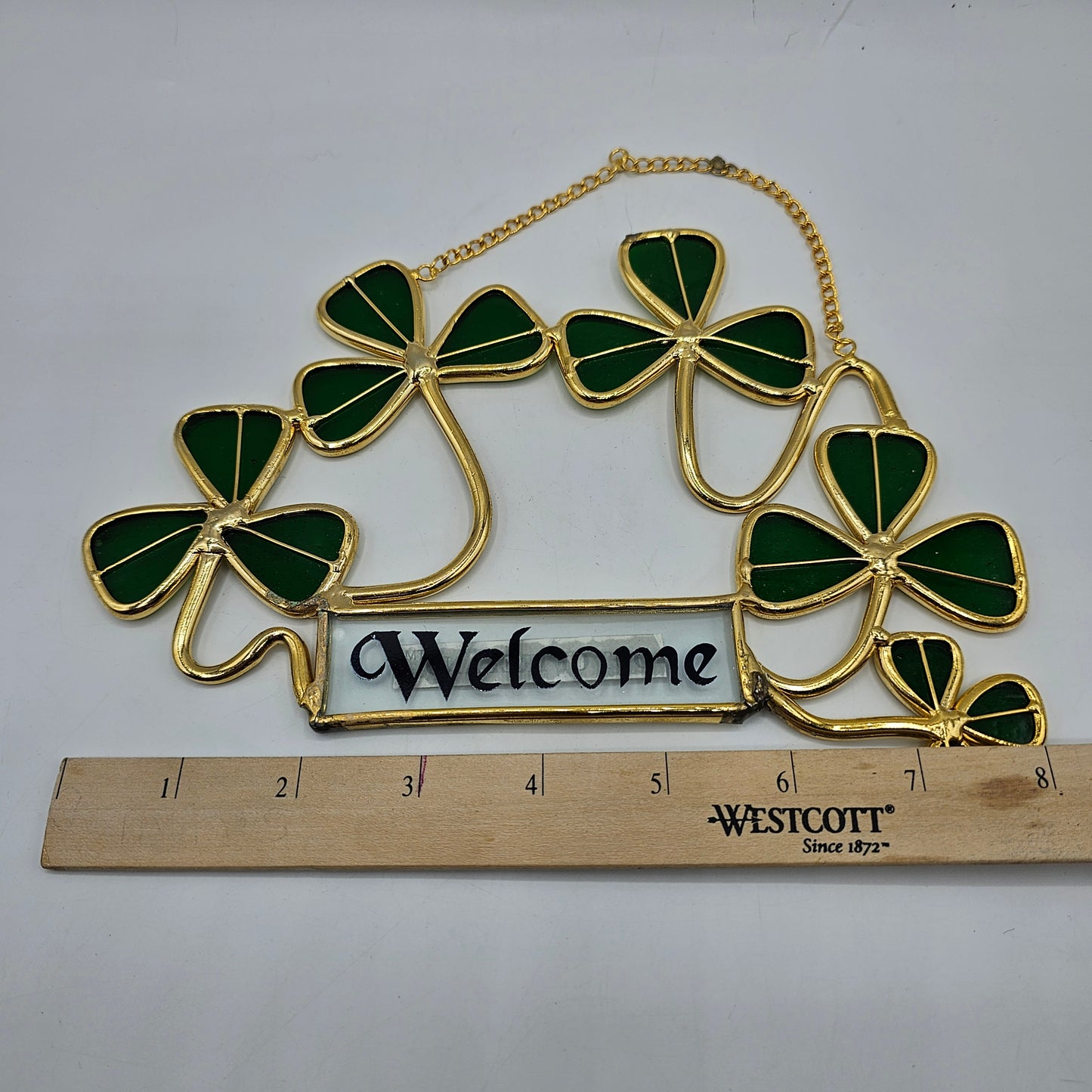 Stained Glass Shamrock Irish Welcome Sign by Out of Ireland