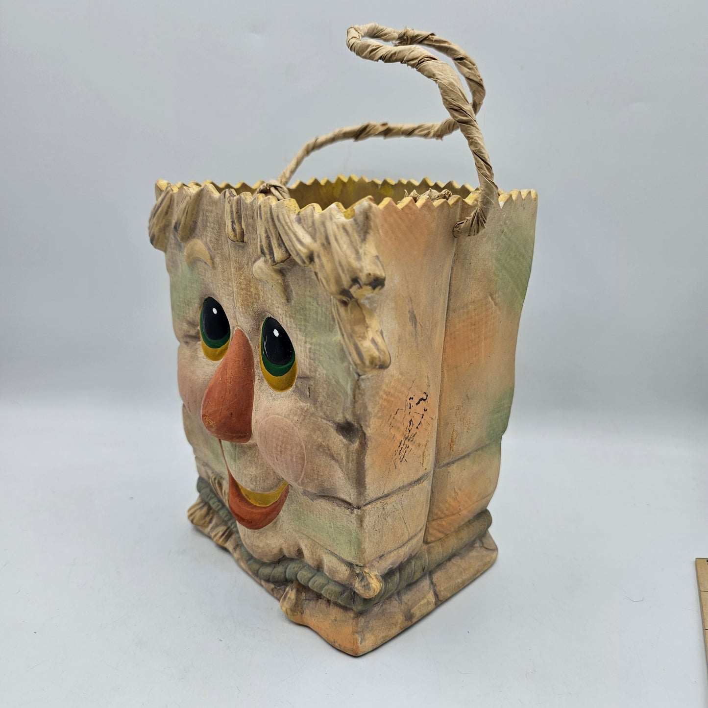 Fall Scarecrow Ceramic Paper Bag Candy Bowl or Candle Holder