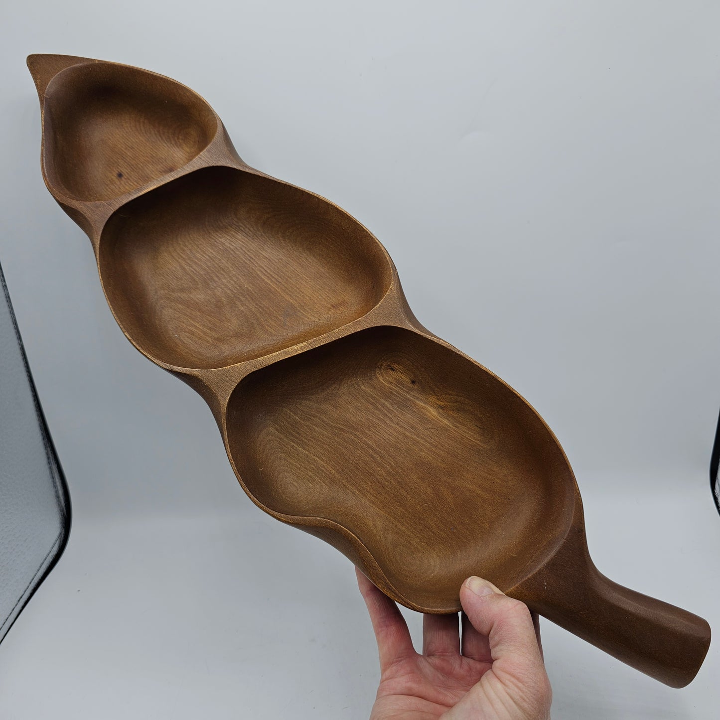 Vintage Peapod Divided Serving Tray made of Monkey Pod Wood
