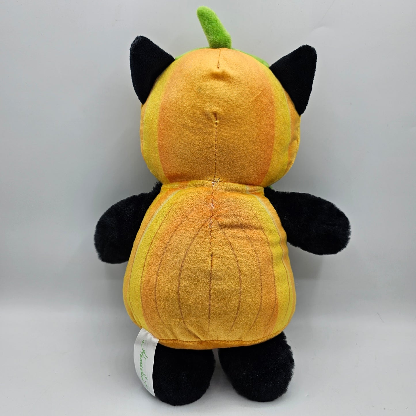Plush Black Cat in Jack O Lantern Costume