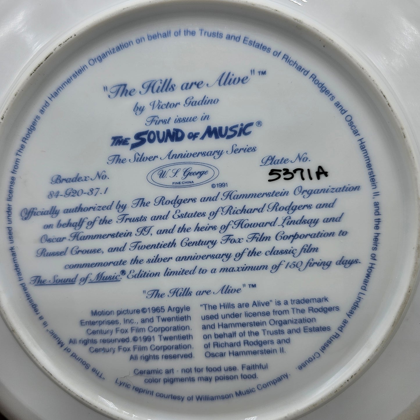 Julie Andrews as Maria in The Sound of Music Collector Plate in Square Wooden Plate Frame 9.5" x 10.5"