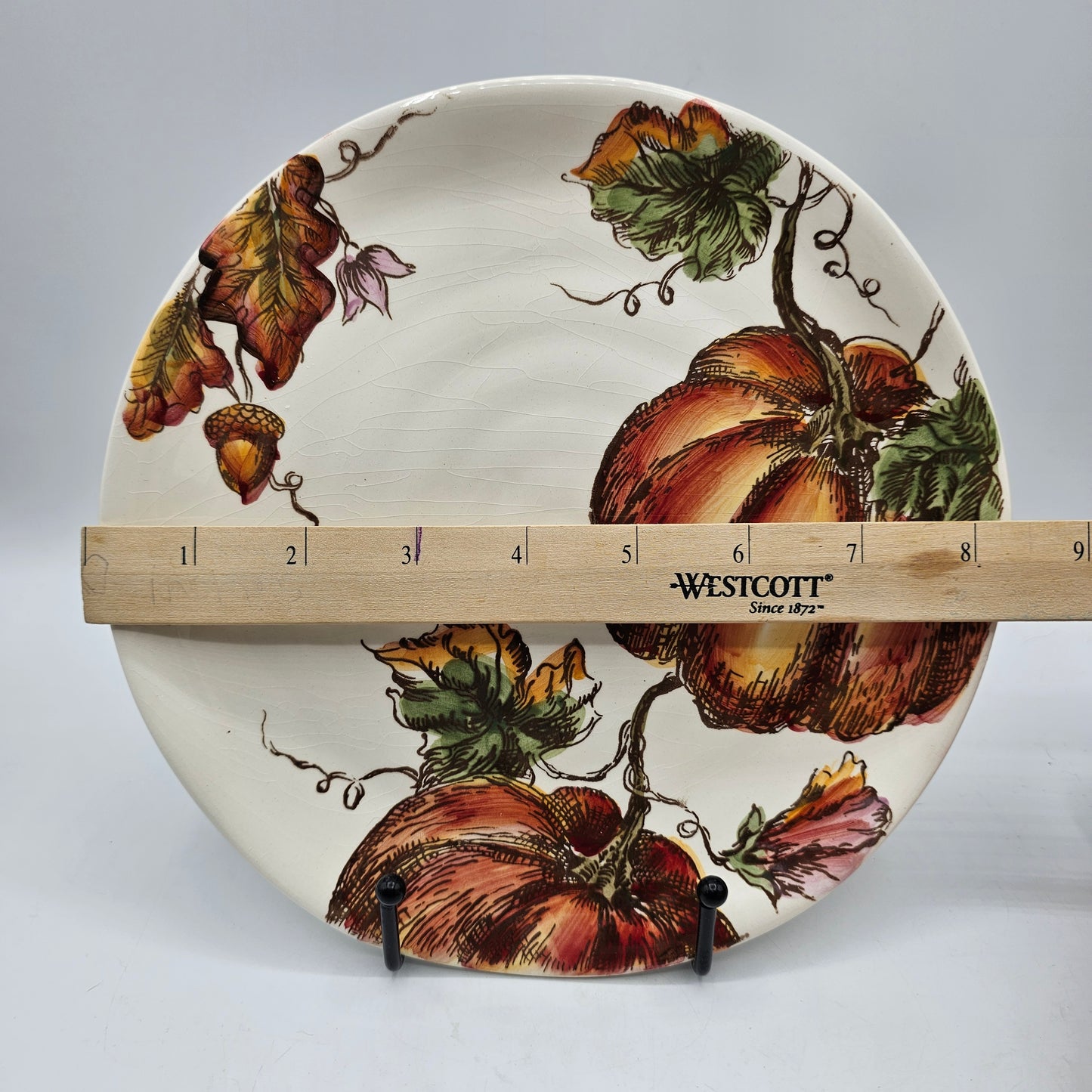 MaxCera Pumpkin Sketch 8" Candle Plate (with natural crazing)