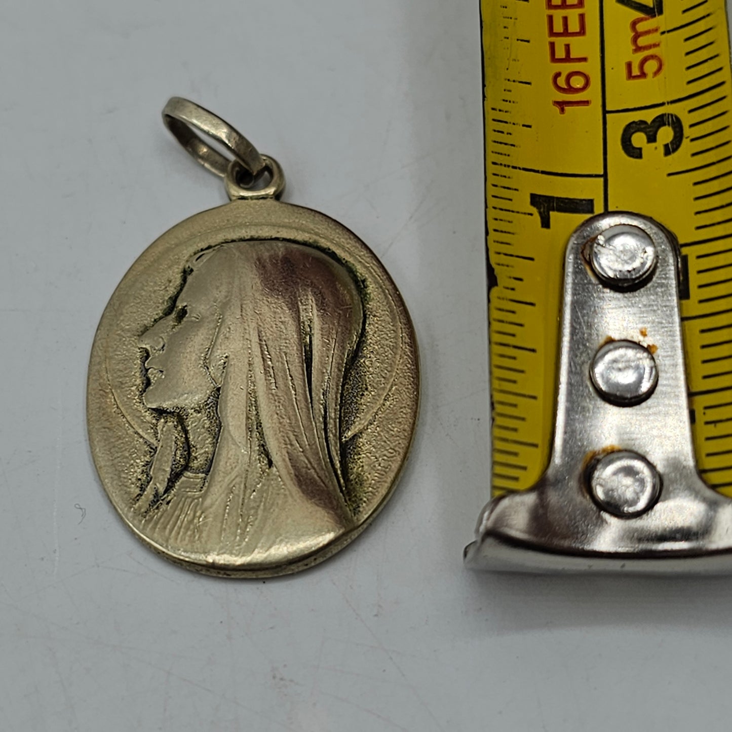 Vintage Silver Catholic Our Lady of Lourdes Religious Pendant