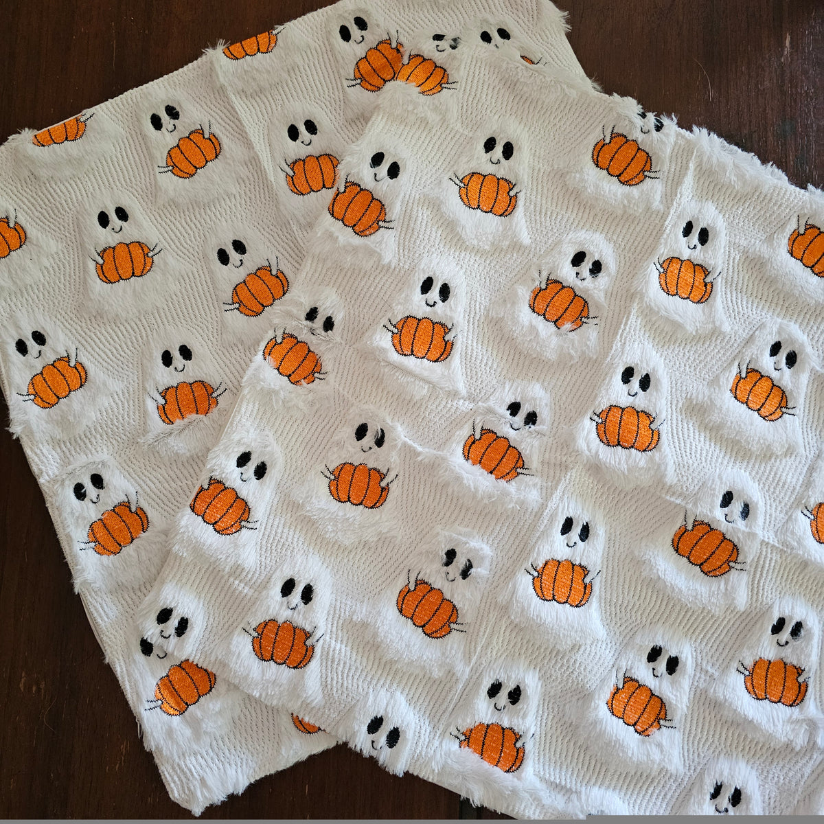 FOR DARLENE ONLY: Fuzzy Ghost and Pumpkin Pillow Covers with Zipper Closure - set of 2