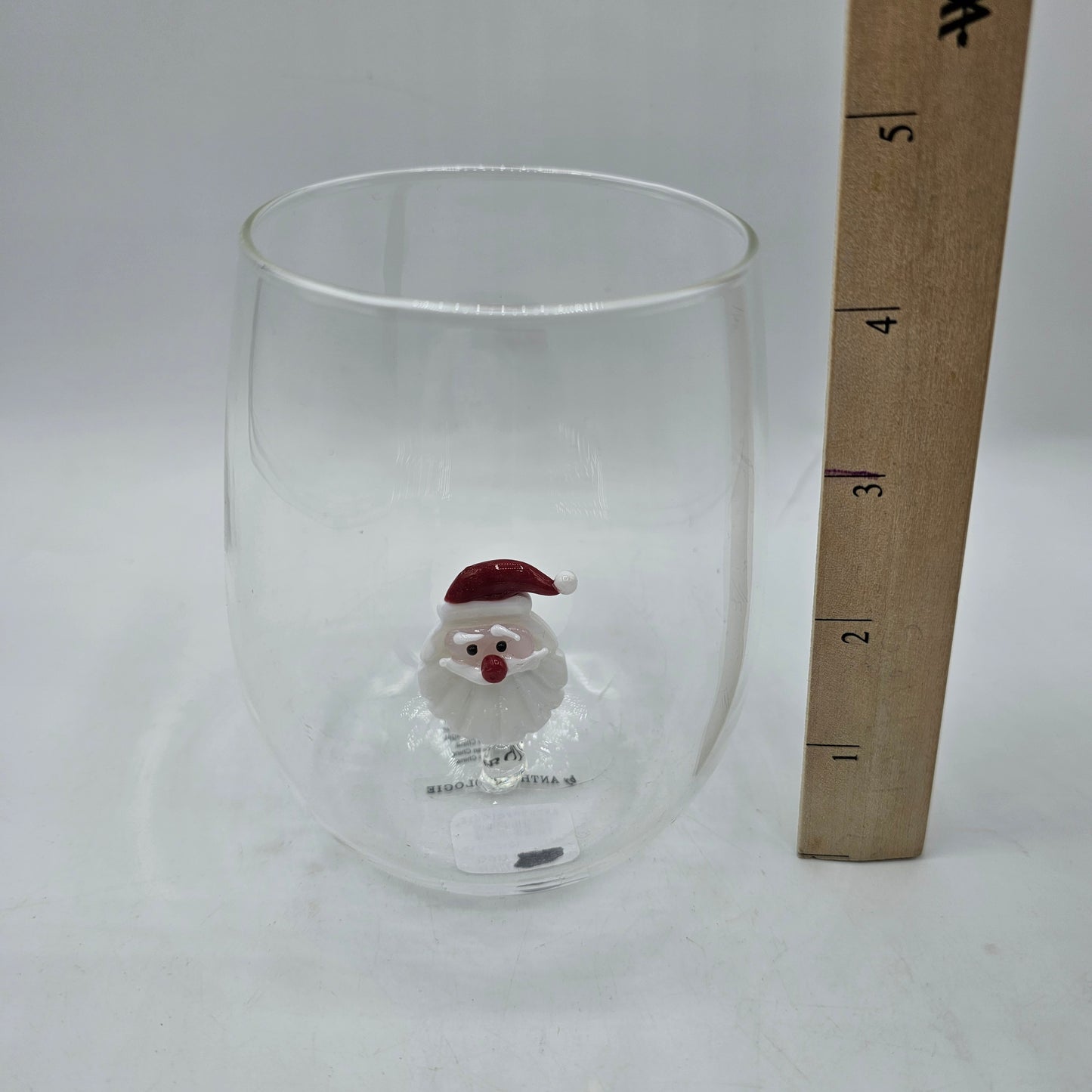 Anthropologie Santa Claus Stemless Wine Glass