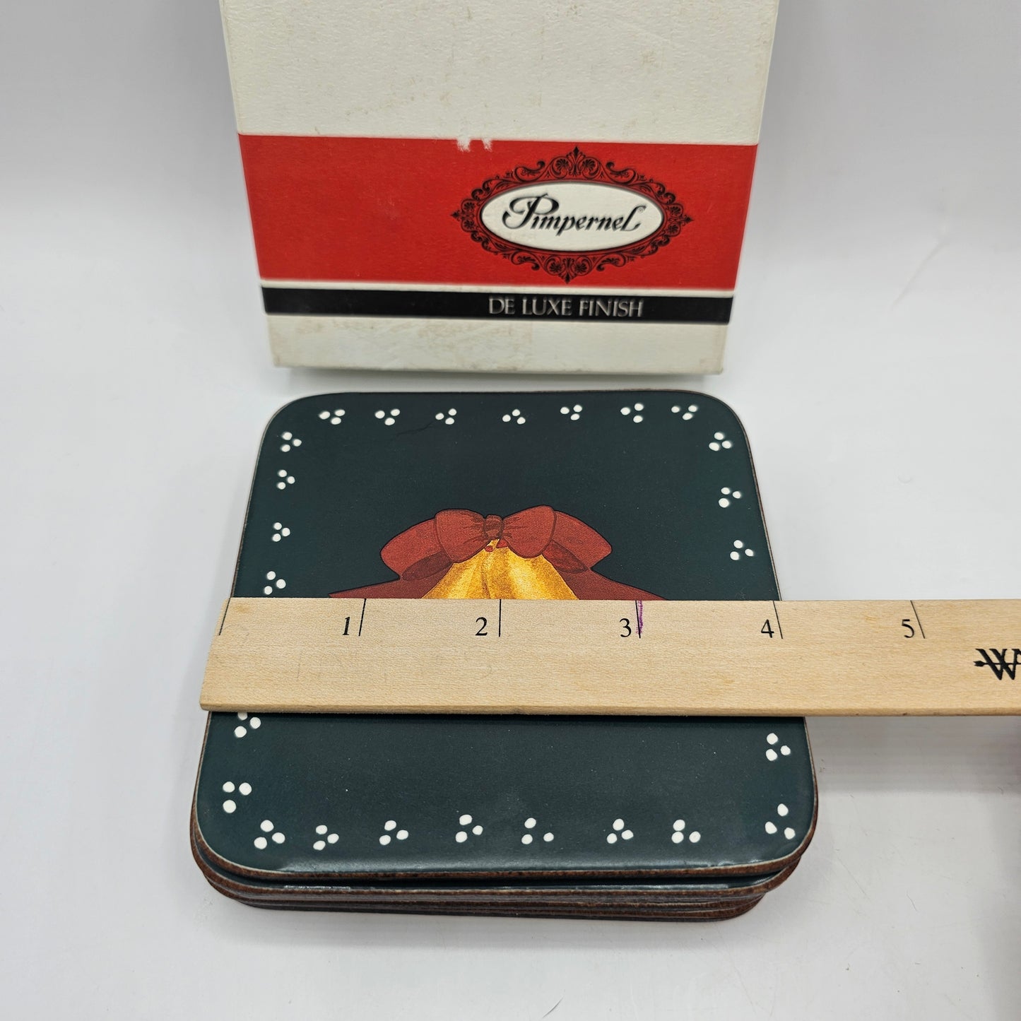 Pimpernel Christmas Bell Cork Backed Coasters - Set of 6 - Made in England