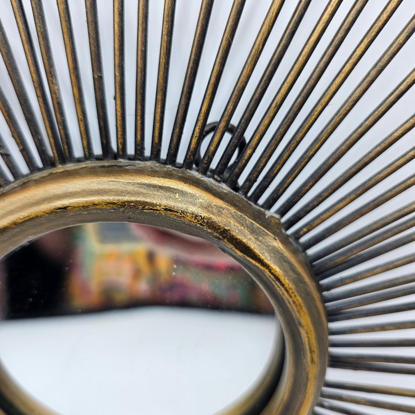 Vintage Sunburst Wall Mirror with Metal Rays