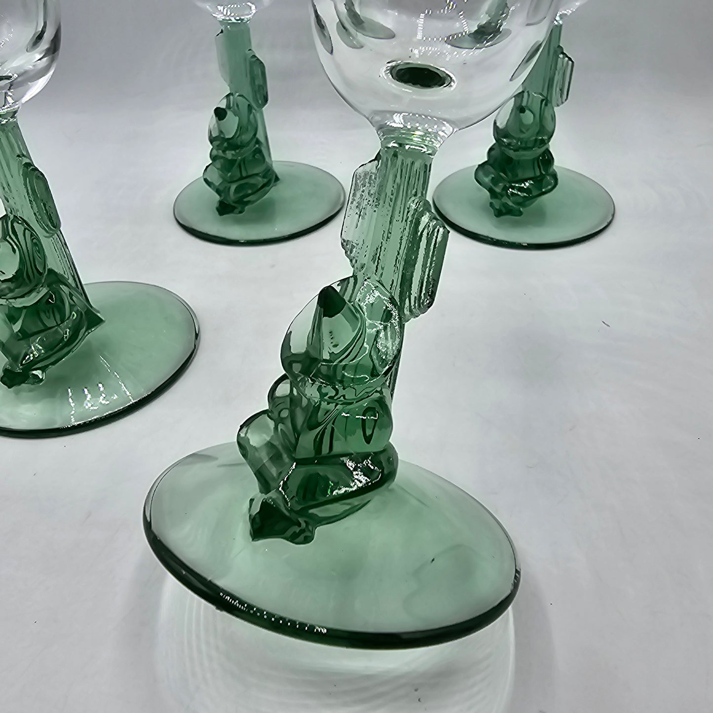 Vintage Anchor Hocking Cactus Stem Margarita Glasses - Set of 4 - 7" tall