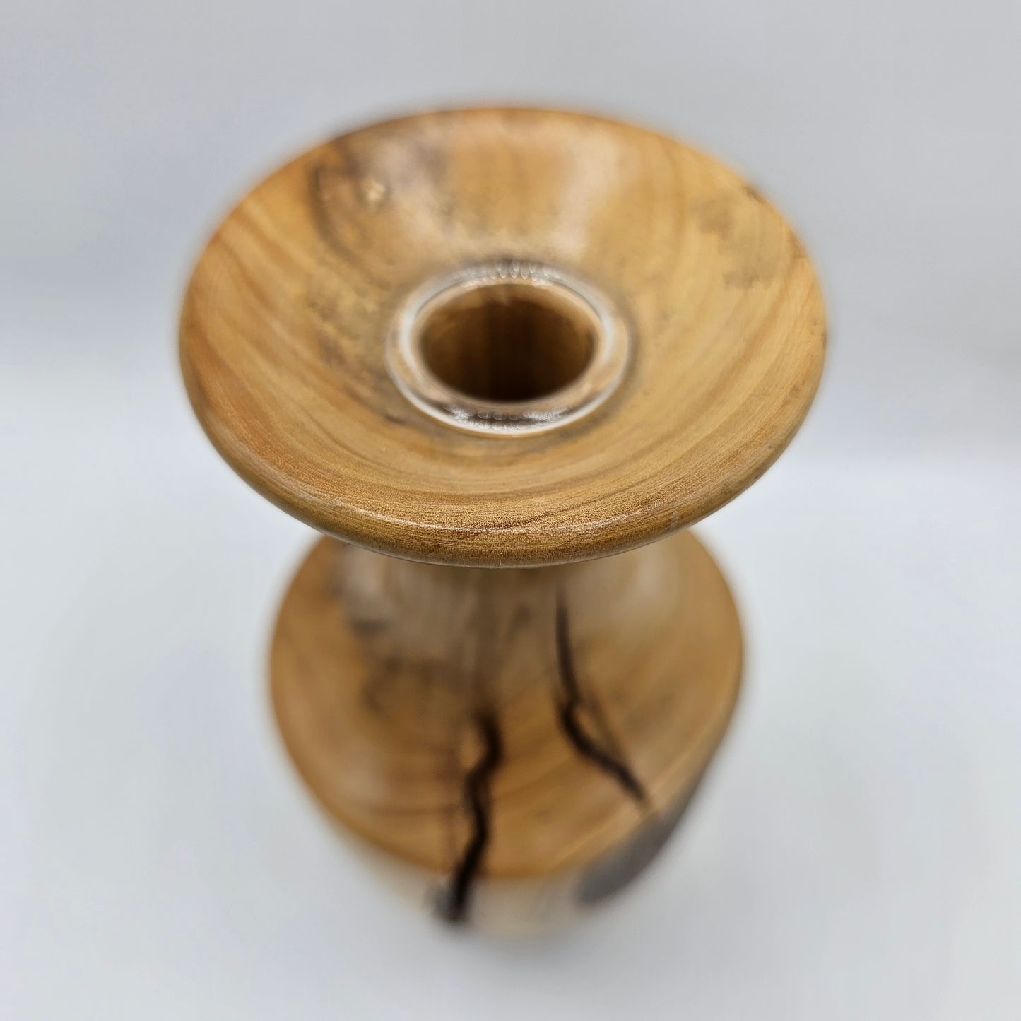 Turned Wood Vase with Glass Insert