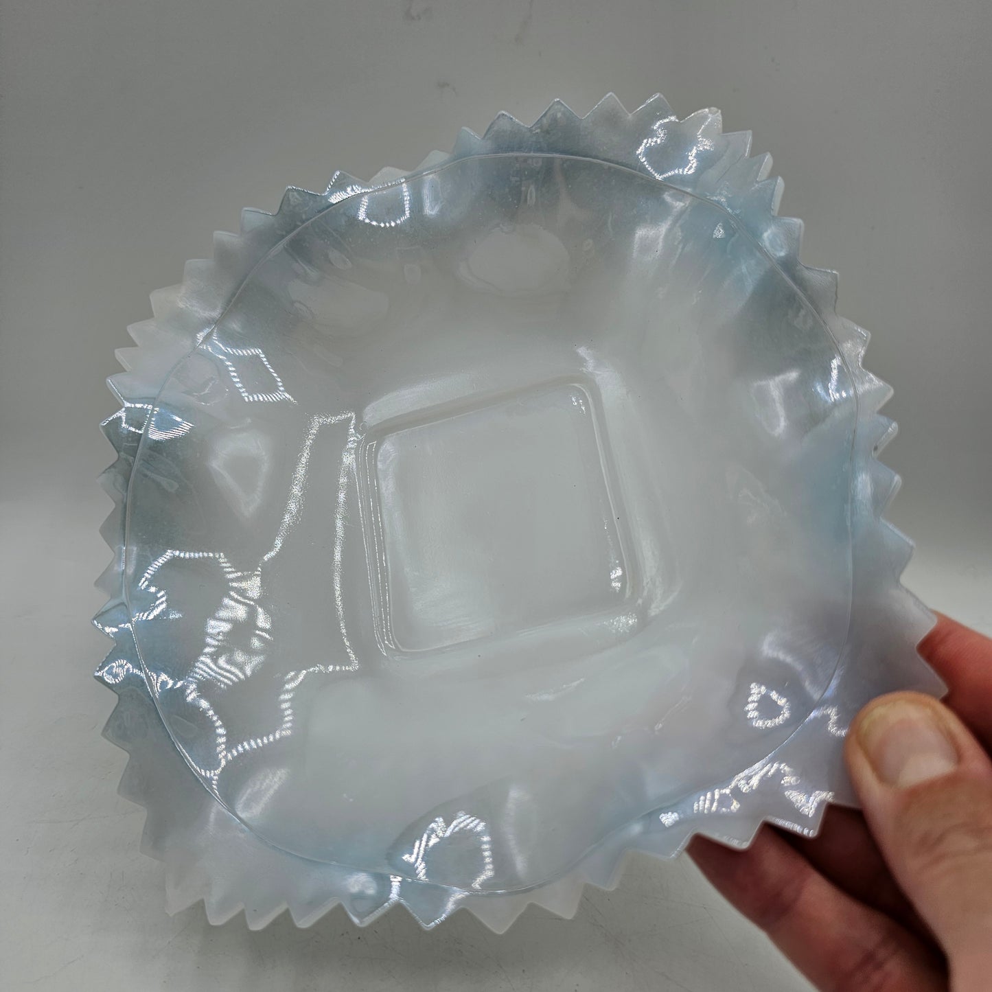 Indiana Glass Iridescent Square Faceted Trinket Dish