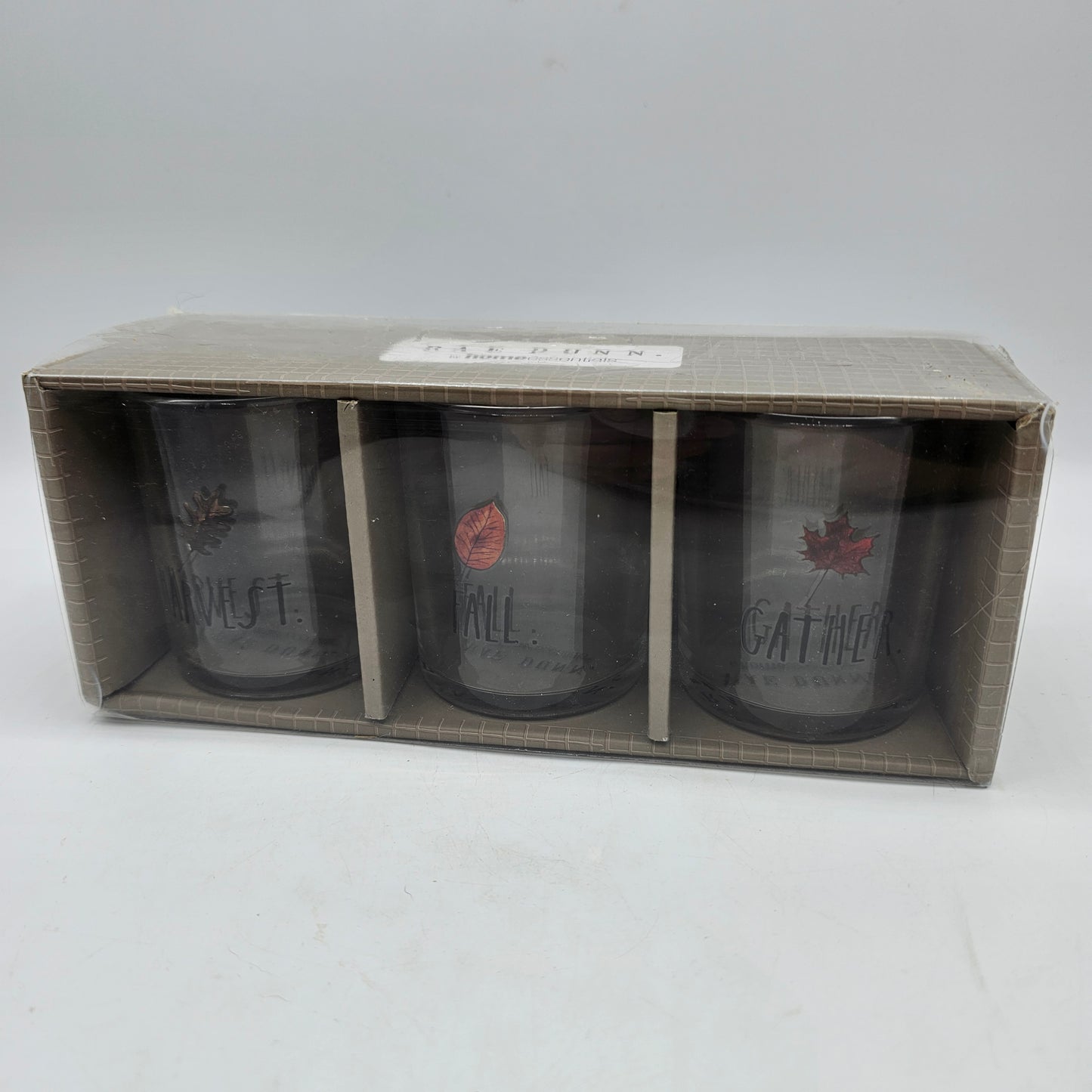 Rae Dunn Fall Themed Glass Votive Candle Holders - Set of 3