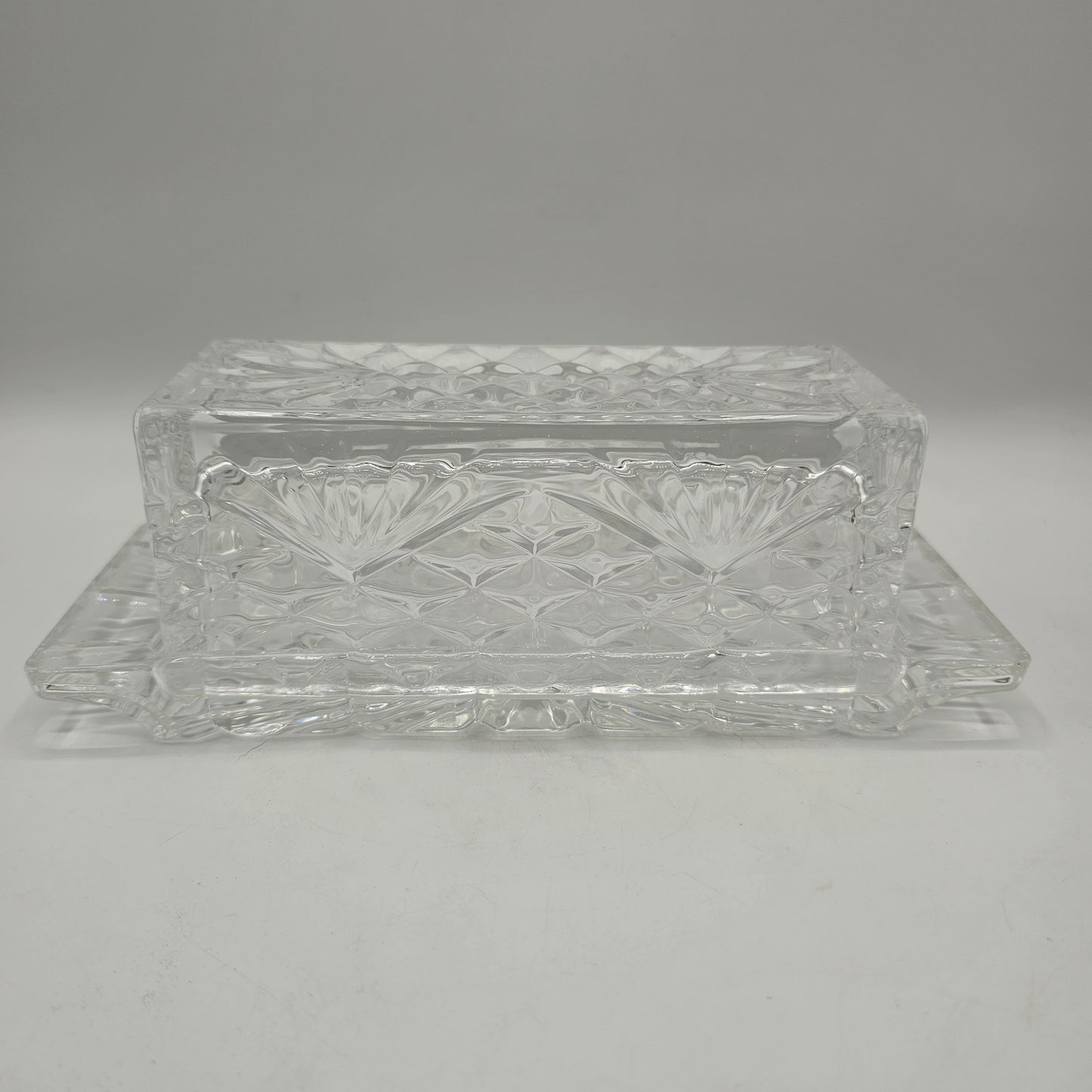 Vintage Covered / Lidded Crystal Butter Dish by Shannon Crystal of Ireland